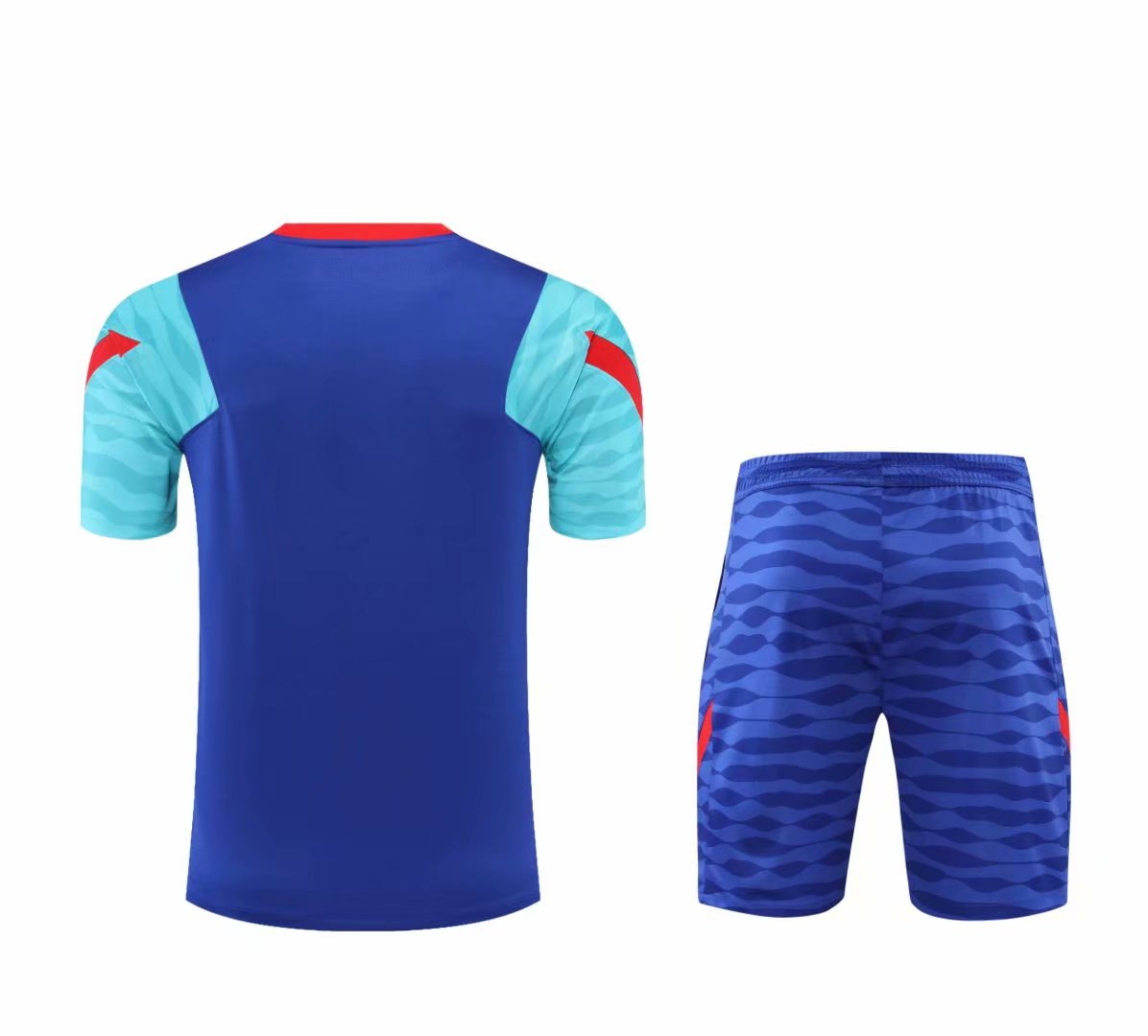 New 2021 Barcelona Blue Training Set--Short Sleeve and Short Pant Training Tracksuit - leoleo123123