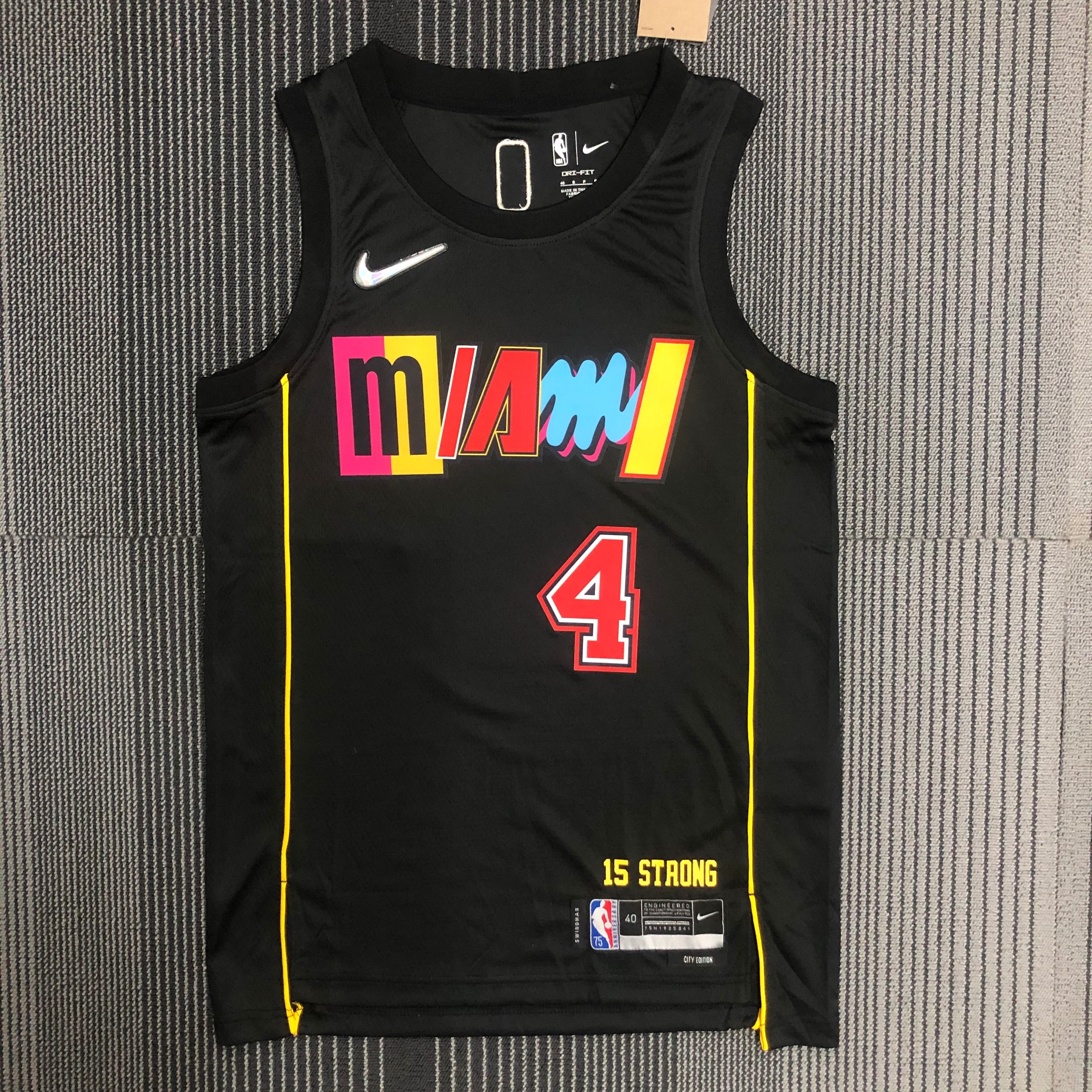 NBA Men 75th Anniversary Season 2022 Miami Heat Black #4 DLADIPO Jersey High Quality Name and Number Print - leoleo123123