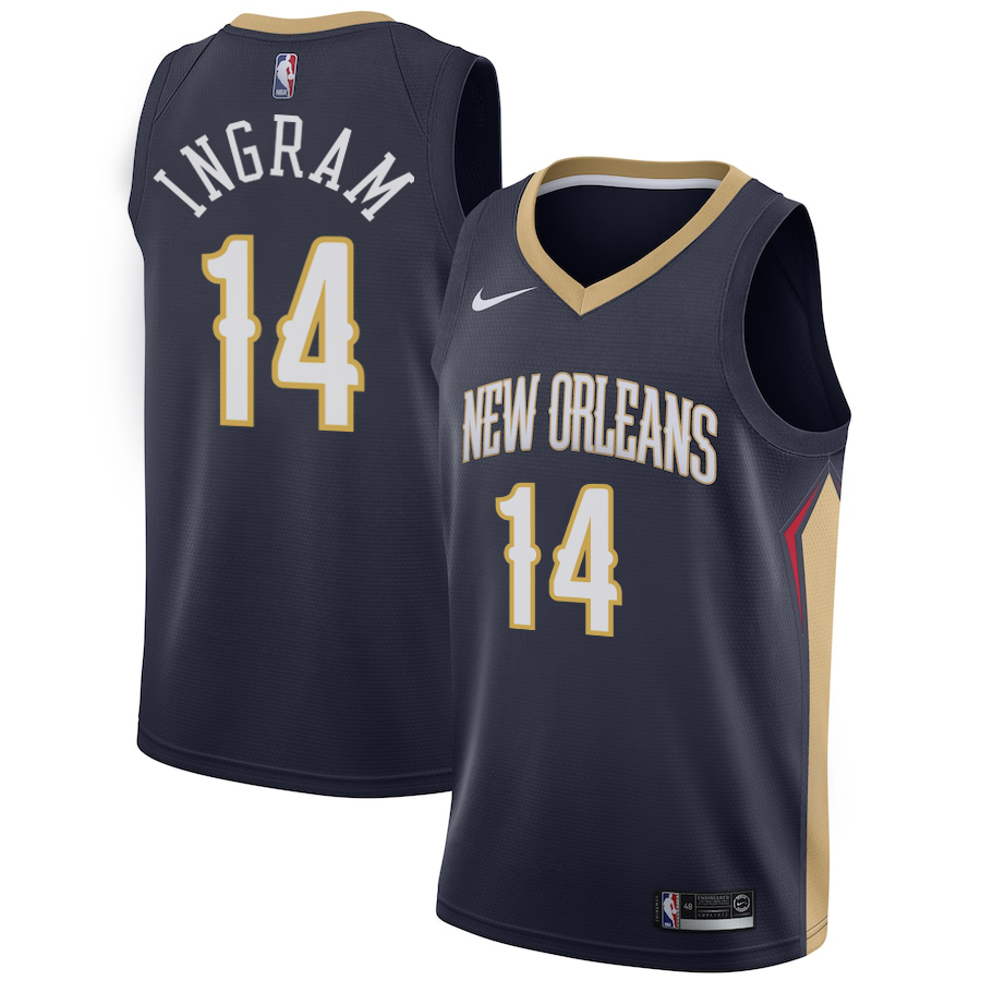 NBA Men New Orleans Pelicans Dark Blue #14 INGRAM Jersey High Quality Name and Number Print - leoleo123123