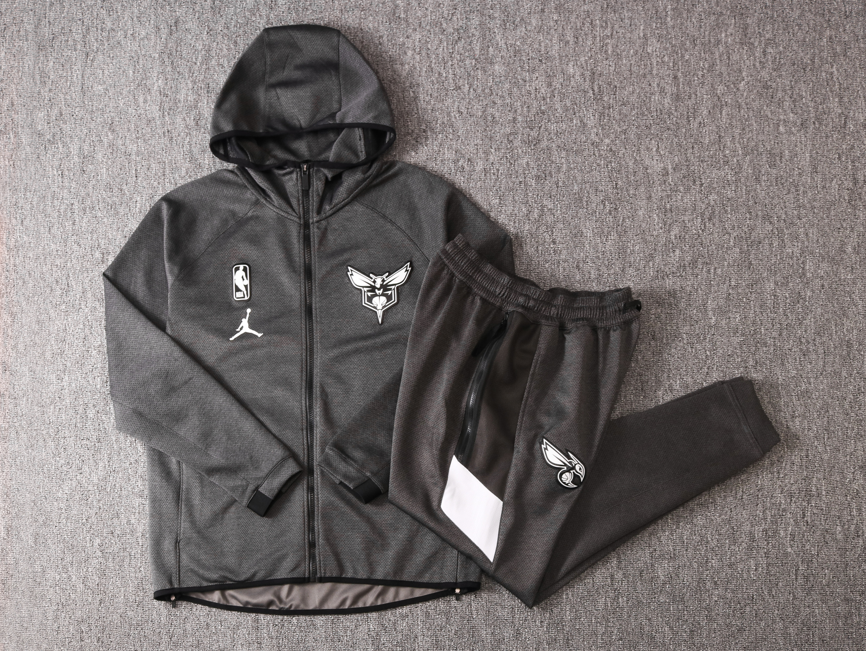 NBA Charlotte Hornets Dark Grey with Cap Jacket Tracksuit High Quality - leoleo123123