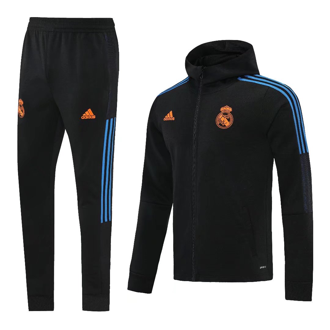 21-22 Real Madrid Black Jacket Tracksuit With cap Thai Quality - leoleo123123