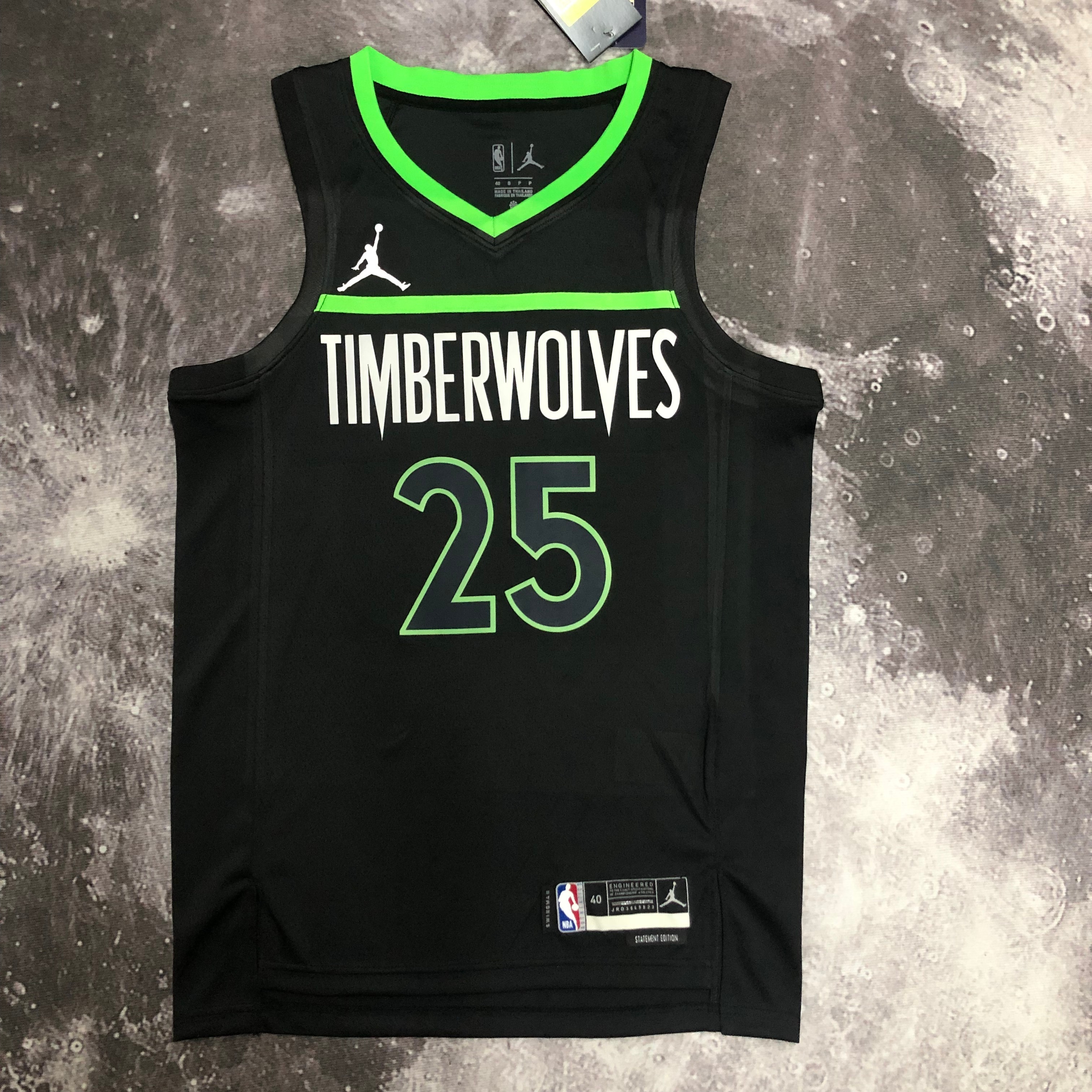 NBA Men Season 2023 Minnesota Timberwolves Black with Jordan Logo #25 ROSE Jersey High Quality Name and Number Print - leoleo123123