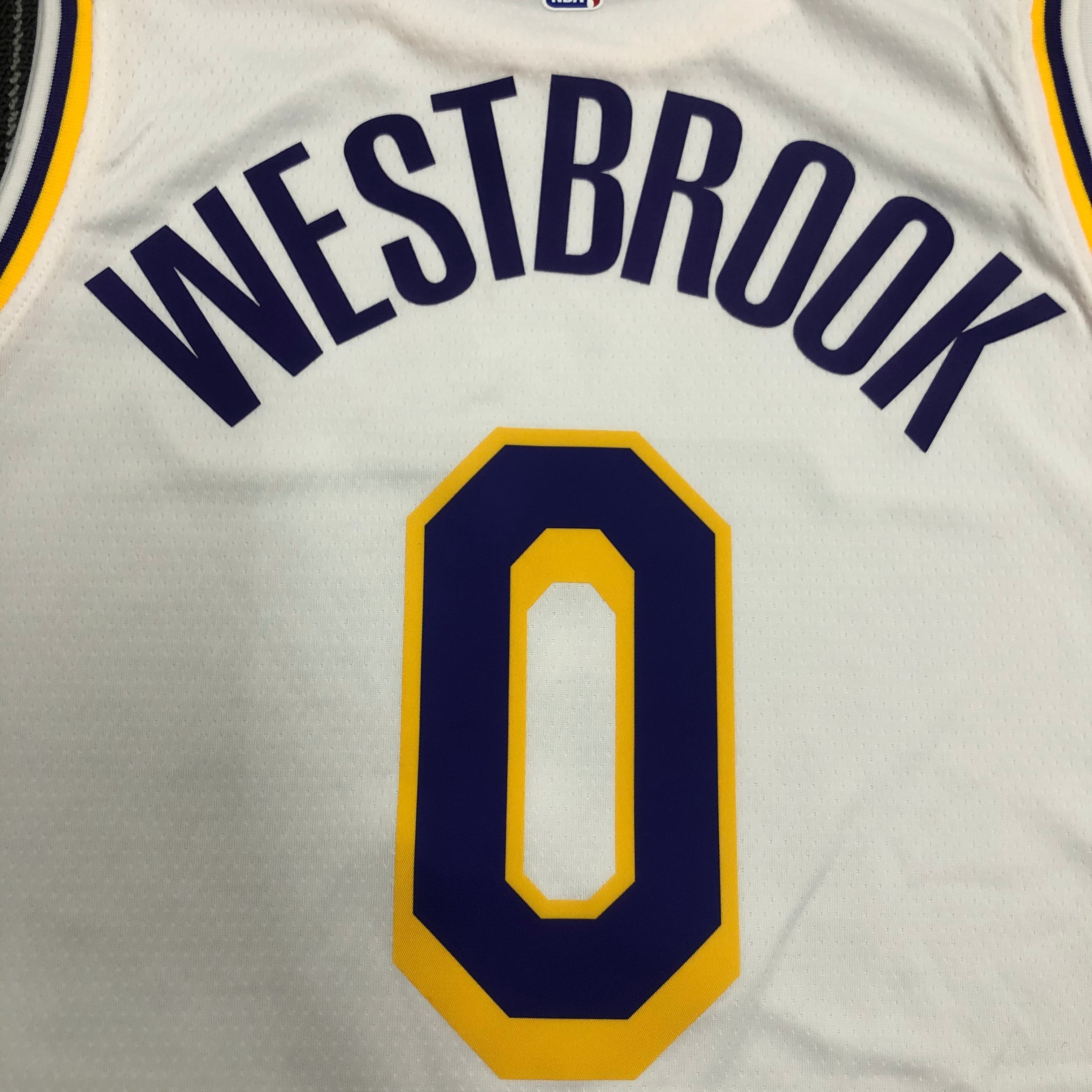 NBA Men Los Angeles Lakers #0 WESTBROOK Retro White Round Neck Jersey High Quality Name and Number Print - leoleo123123