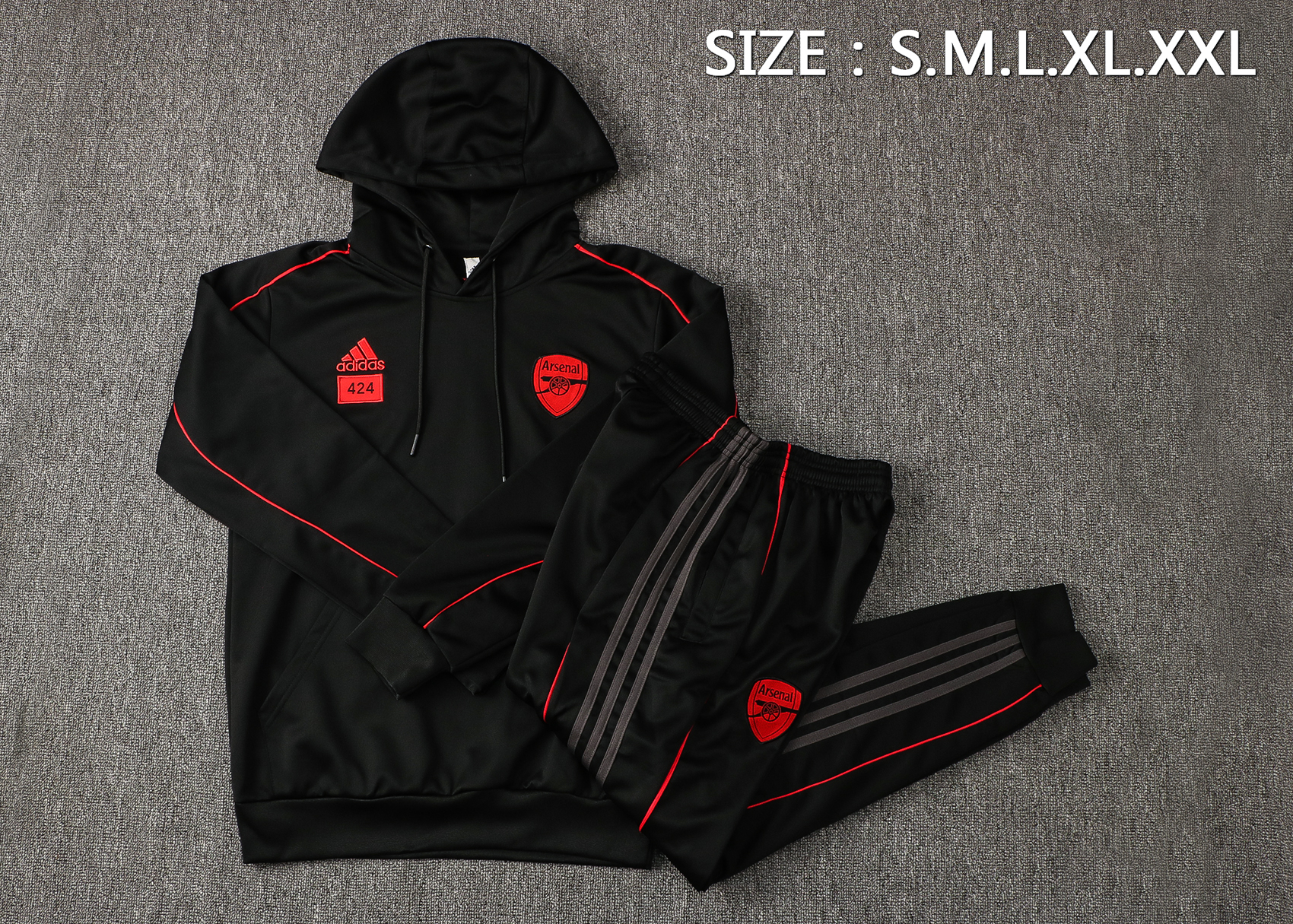 21-22 Arsenal Black Sweater Tracksuit with Cap Thai Quality - leoleo123123