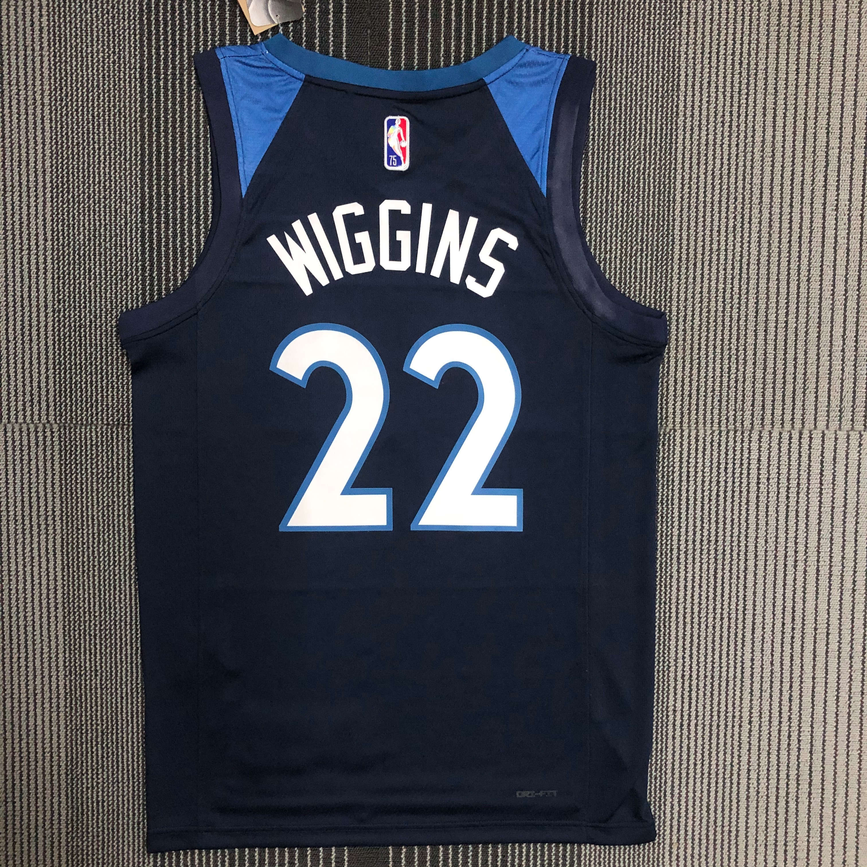 NBA Men 75th Anniversary Minnesota Timberwolves Dark Blue #22 WIGGINS Jersey High Quality Name and Number Print - leoleo123123