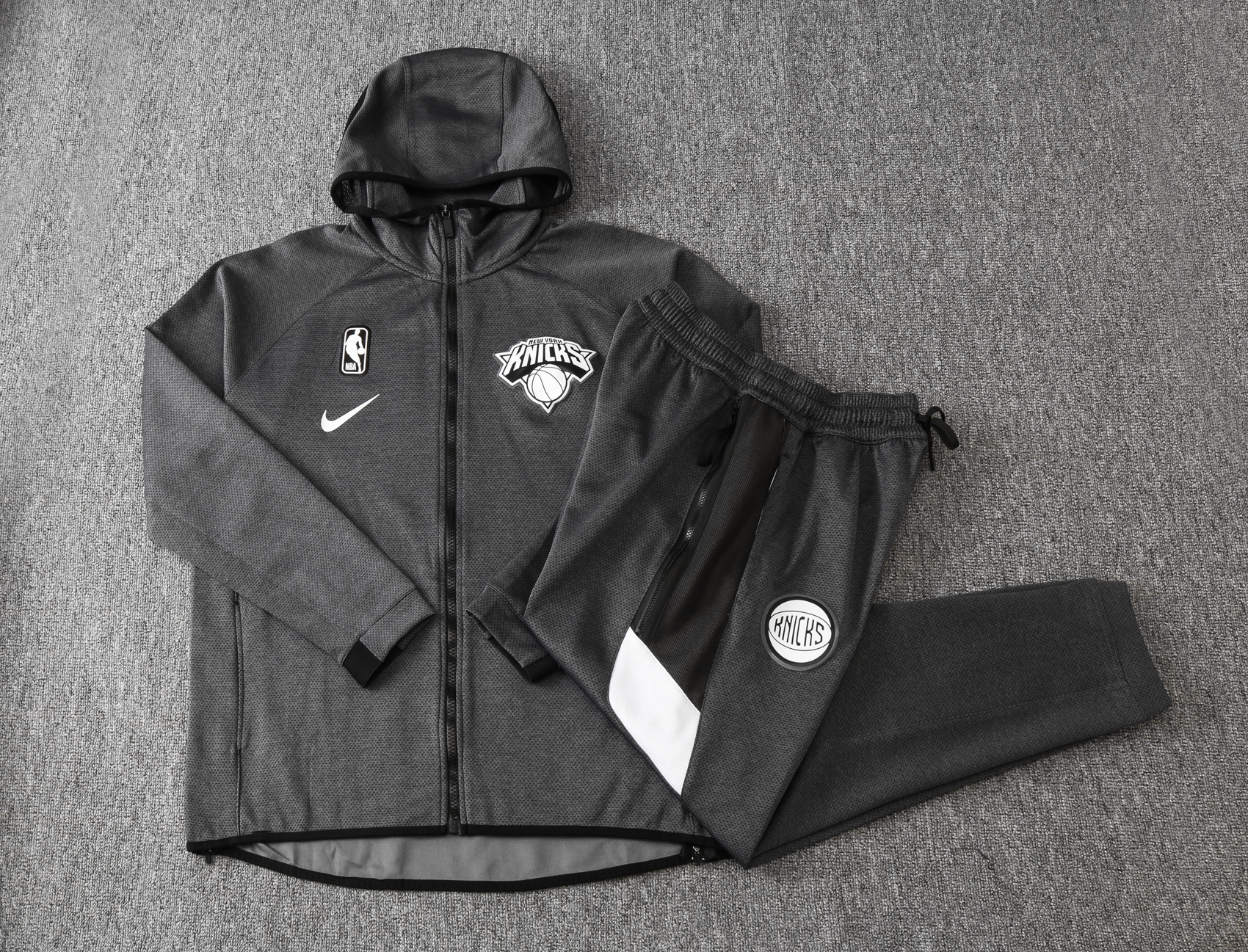 NBA New York Knicks Dark Grey with Cap Jacket Tracksuit High Quality - leoleo123123