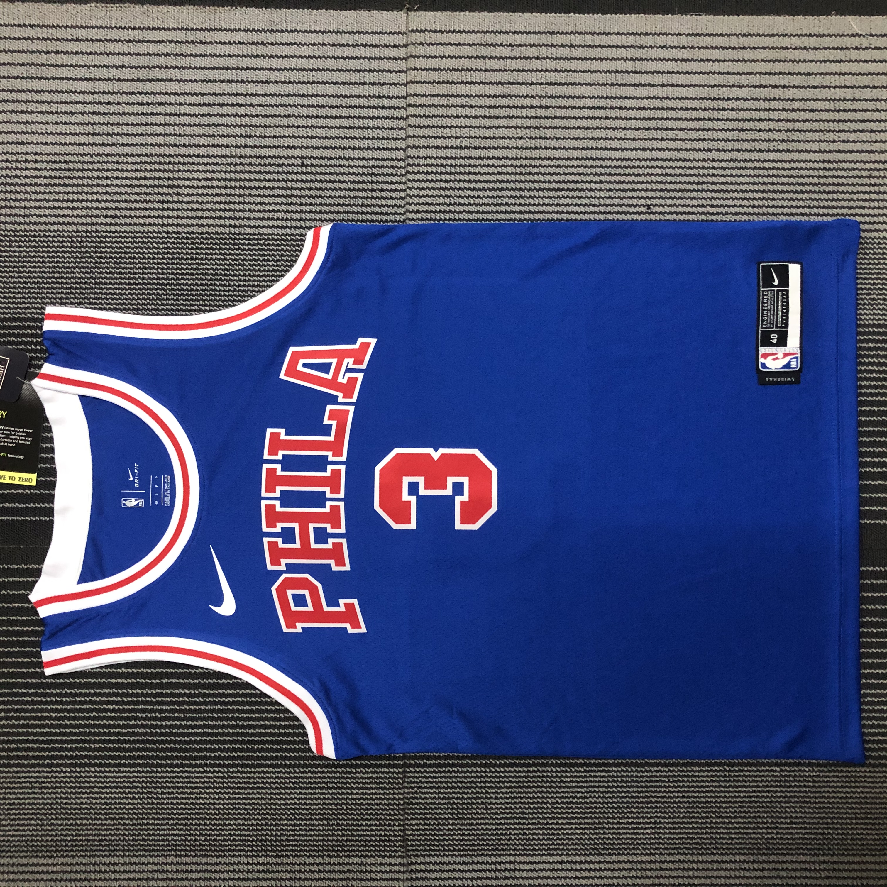 NBA Men Philadelphia 76ers Retro Blue Round-neck #3 IVERSON Jersey High Quality Name and Number Print - leoleo123123