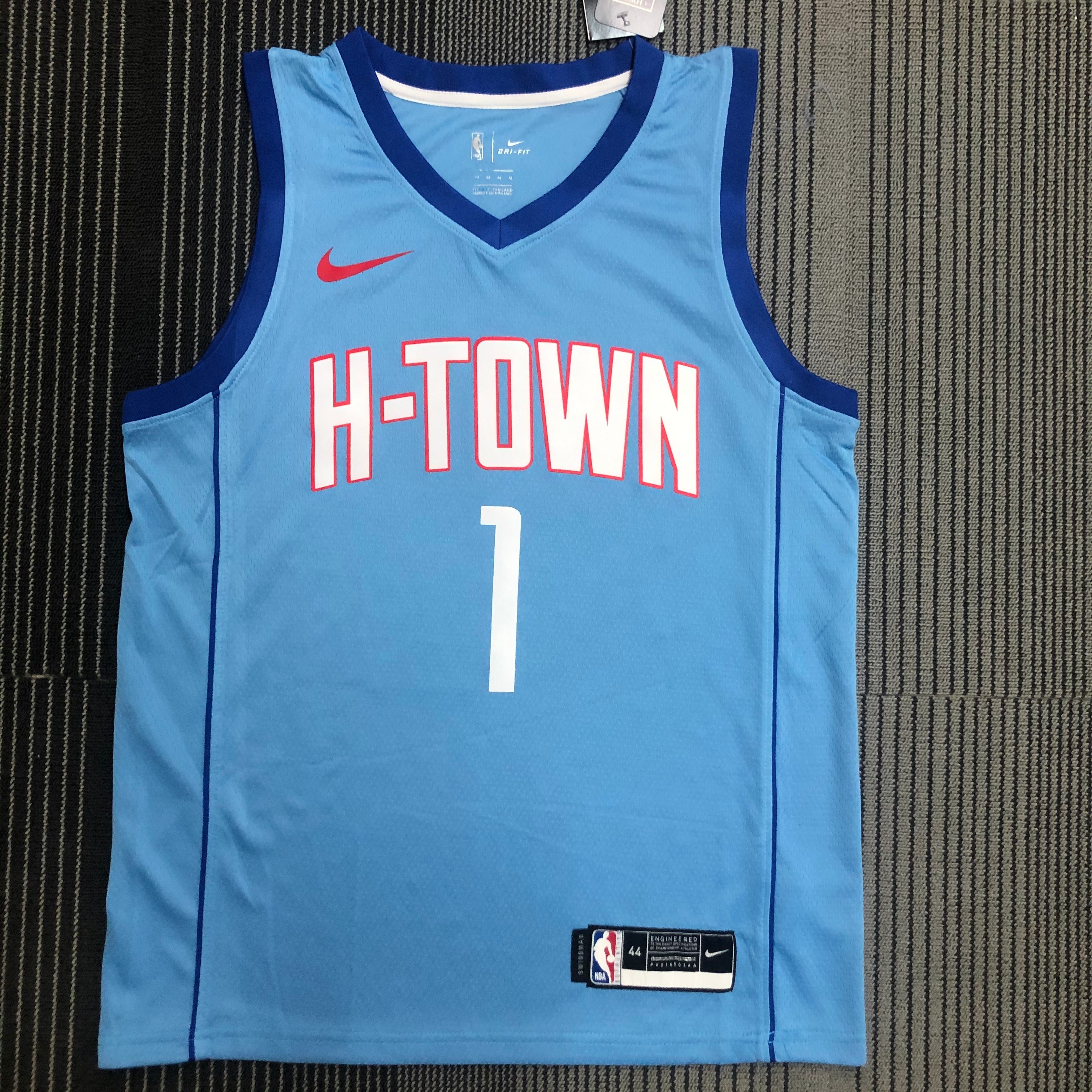 NBA Men Season 2021 Houston Rockets Light Blue City #1 MCGRADY Jersey High Quality Name and Number Print - leoleo123123