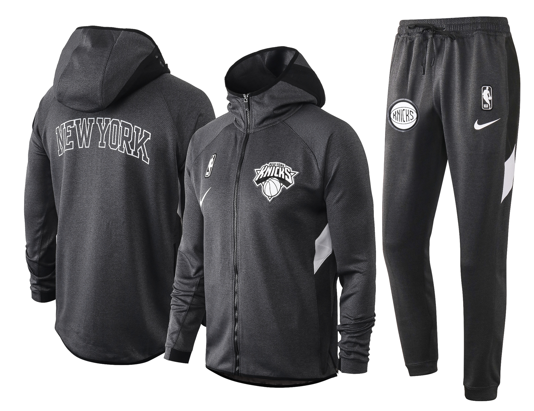 NBA New York Knicks Dark Grey with Cap Jacket Tracksuit High Quality - leoleo123123