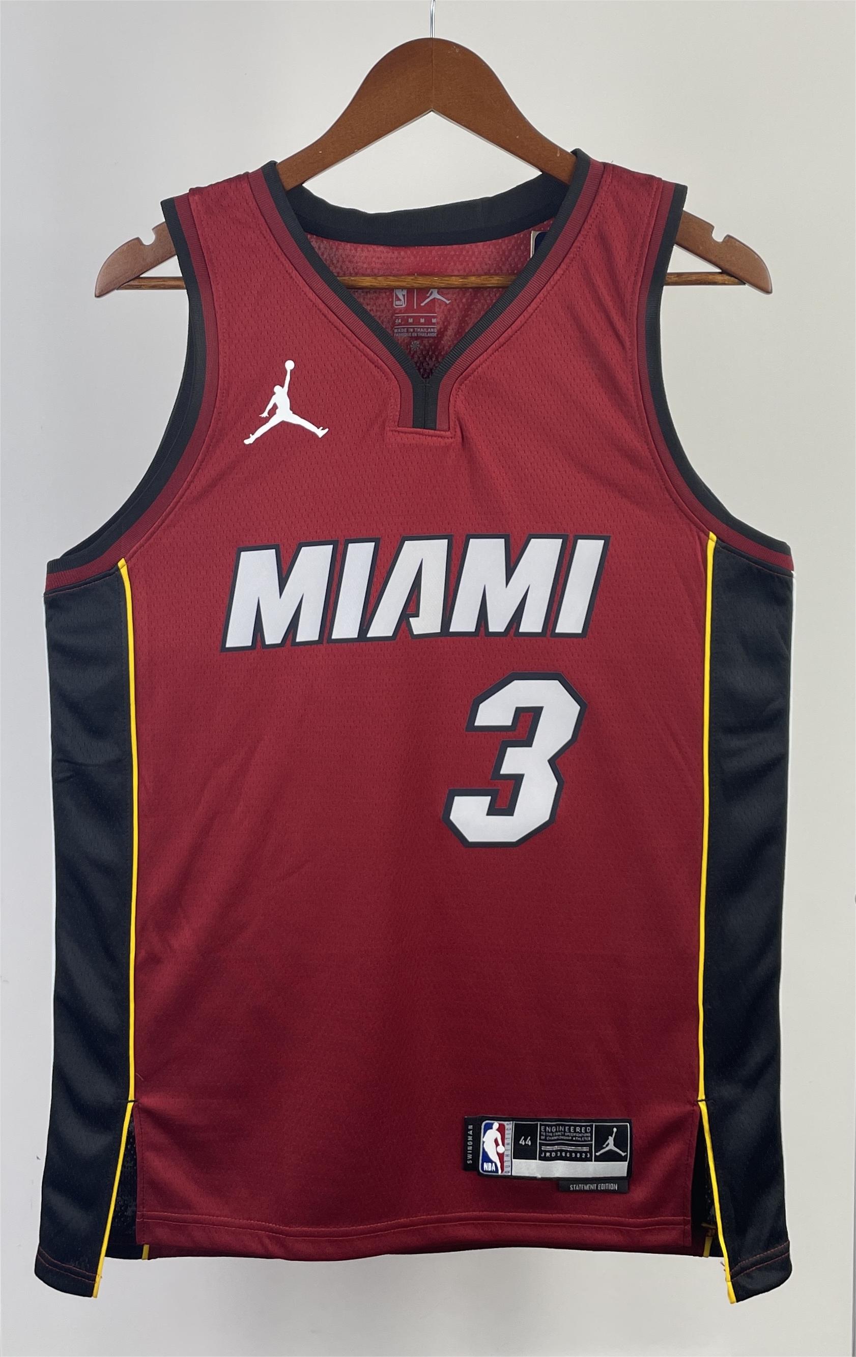 NBA Men Season 2023 Miami Heat Red #3 WADE Jersey High Quality Name and Number Print - leoleo123123