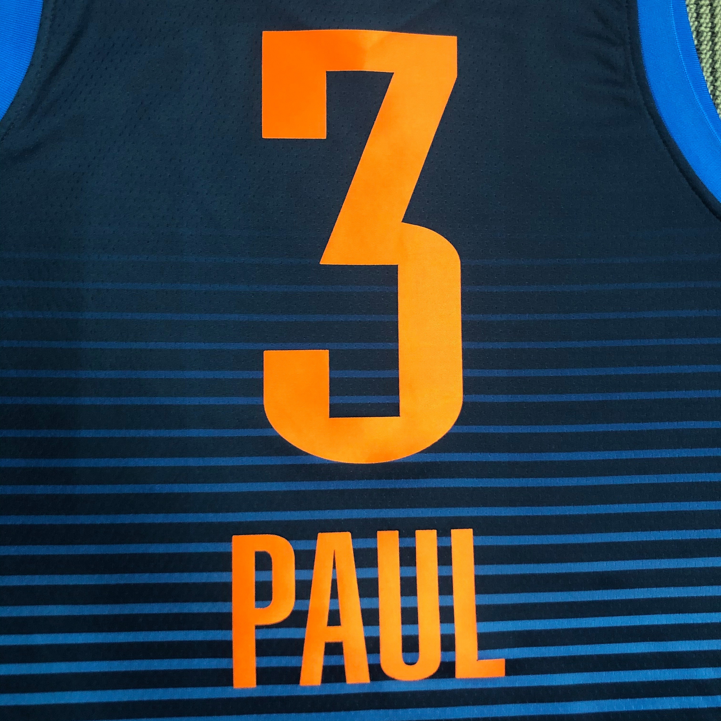 NBA Men Oklahoma City Thunder Dark Blue #3 PAUL Jersey High Quality Name and Number Print - leoleo123123