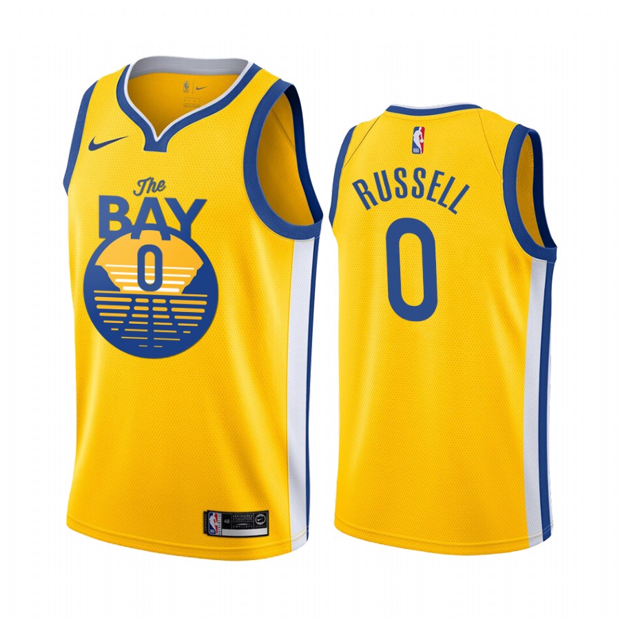 NBA Men Golden State Warriors 19-20 Season Yellow #0 RUSSELL Jersey High Quality Name and Number Print - leoleo123123
