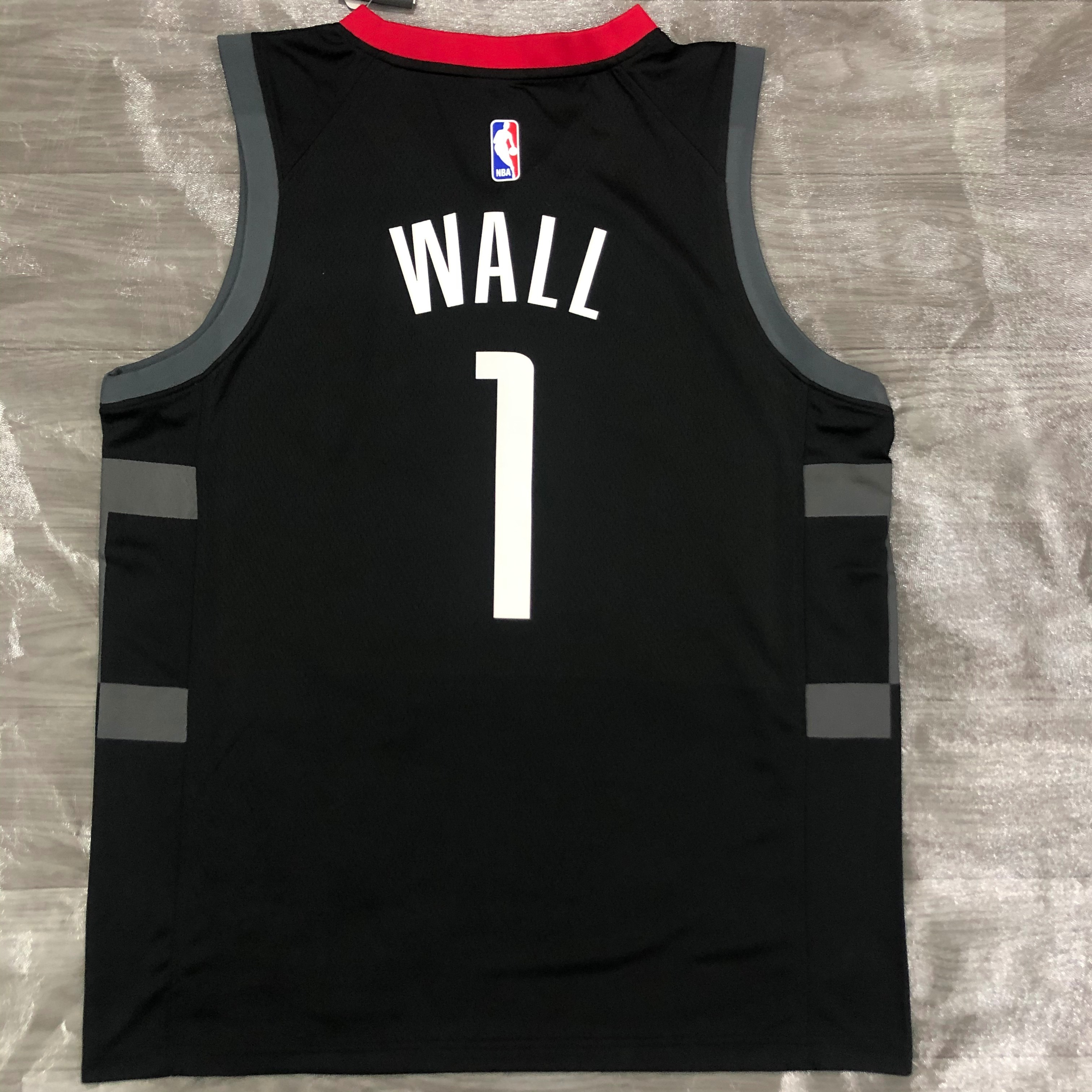 NBA Men Season 2021 Houston Rockets Black with Jordan Logo #1 WALL Jersey High Quality Name and Number Print - leoleo123123