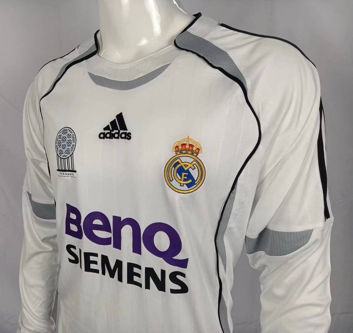 2006 Real Madrid Home Retro Jersey Long Sleeve - leoleo123123