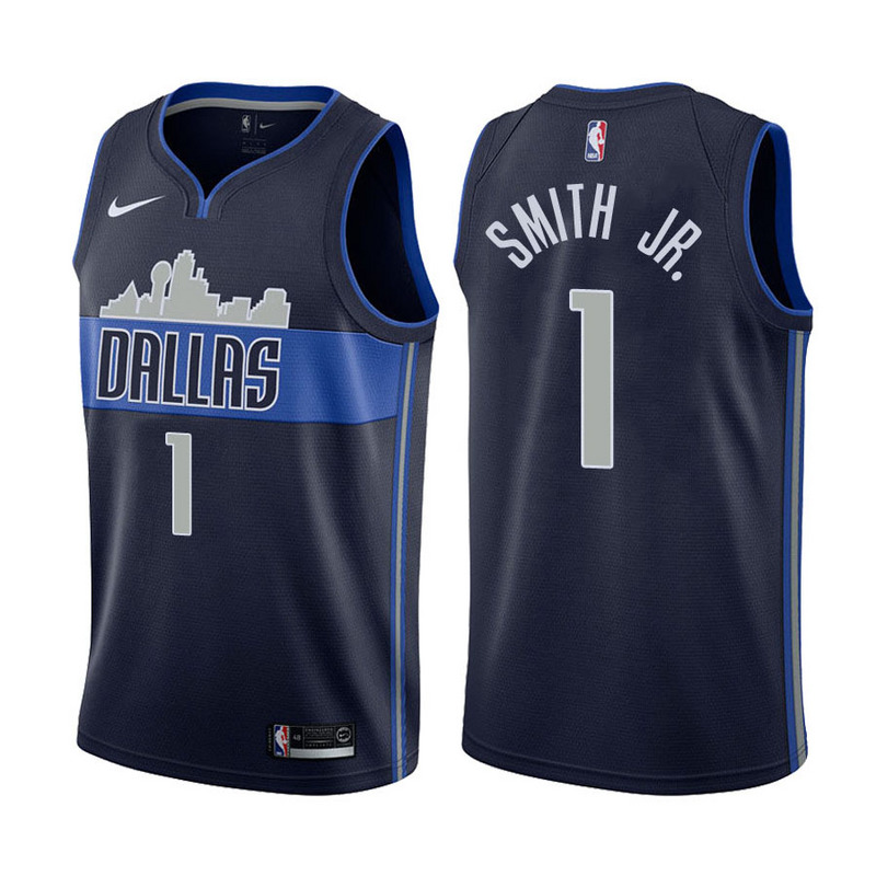 NBA Men Dallas Mavericks Dark Blue with Snow Mountain #1 SMITH JR. Jersey High Quality Name and Number Print - leoleo123123