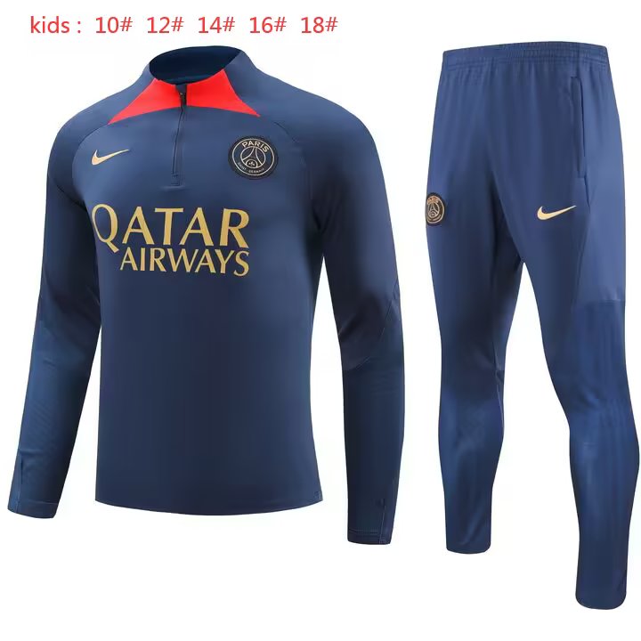 23/24 PSG Kids Blue Sweater Tracksuit Thai Quality - leoleo123123