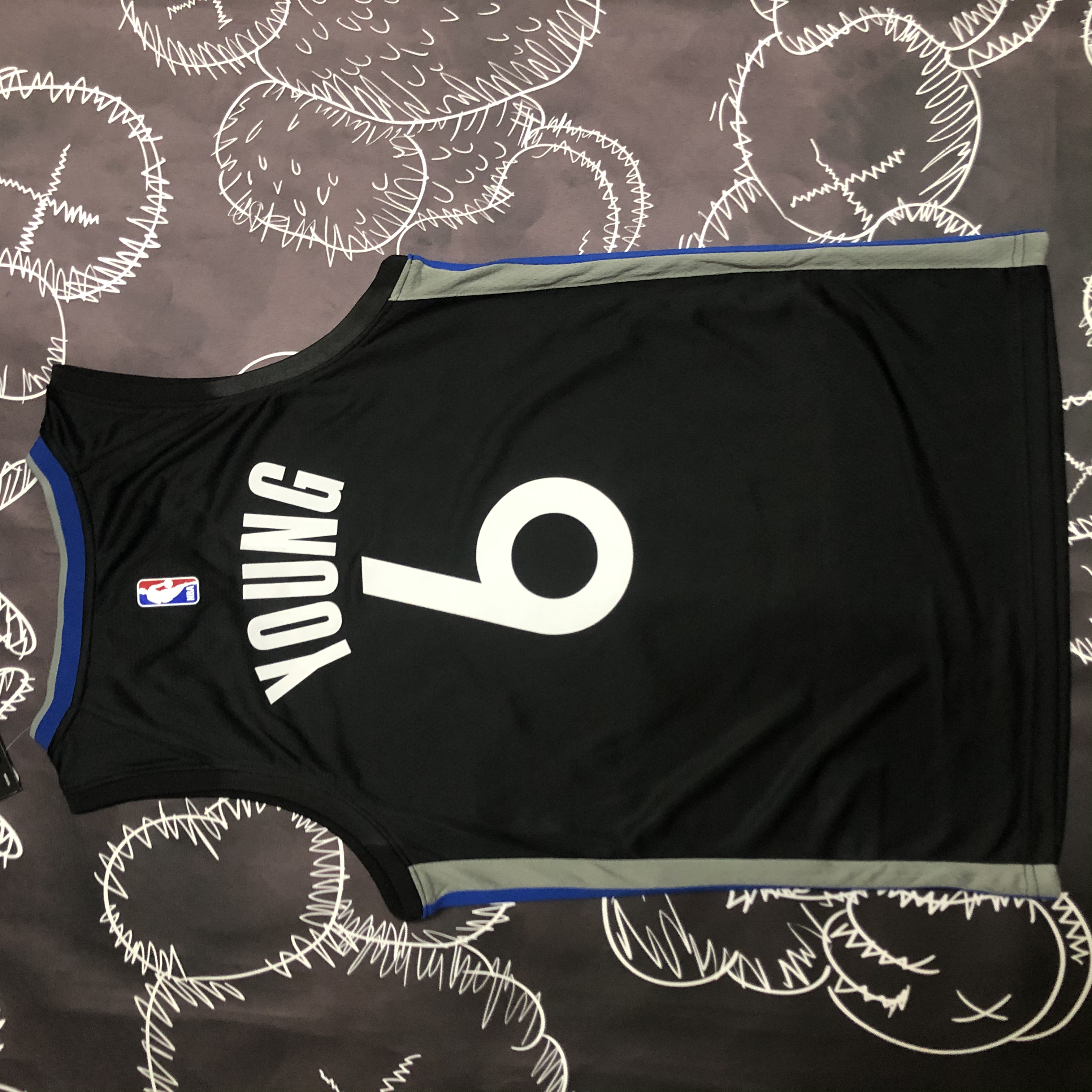 NBA Men Season 2020 Golden State Warriors Black Grey #6 YOUNG Jersey High Quality Name and Number Print - leoleo123123