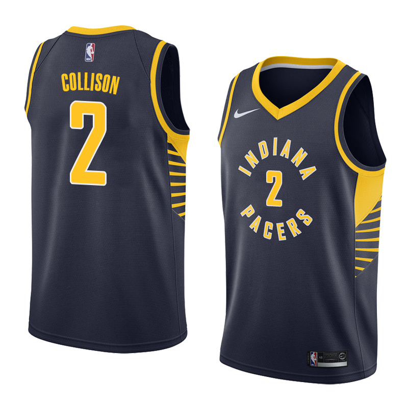 NBA Men Indiana Pacers Dark Blue #2 COLLISON Jersey High Quality Name and Number Print - leoleo123123