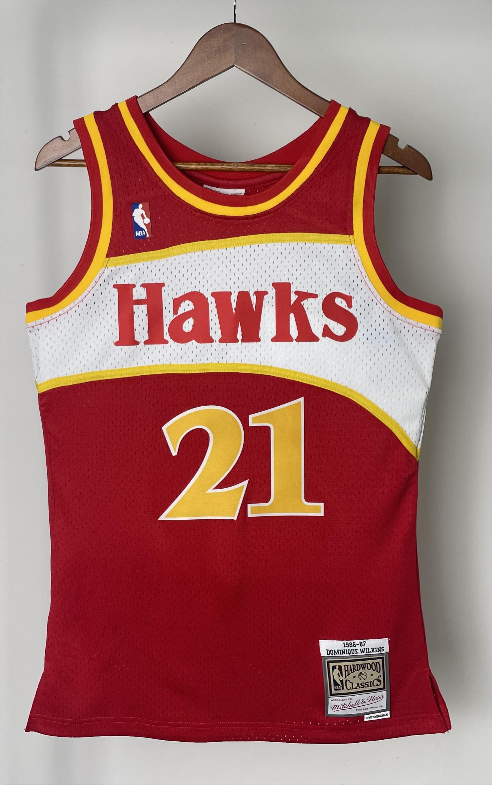 NBA Men 85-86 Atlanta Hawks Red #21 WILKINS Jersey High Quality Name and Number Print - leoleo123123