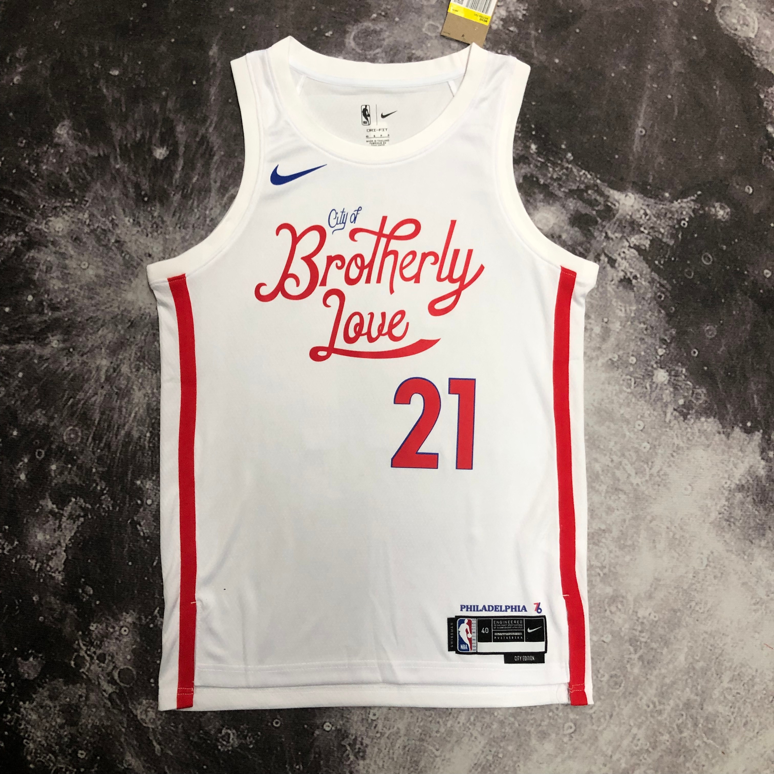 NBA Men Season 2023 Philadelphia 76ers White #21 EMBIID Jersey High Quality Name and Number Print - leoleo123123
