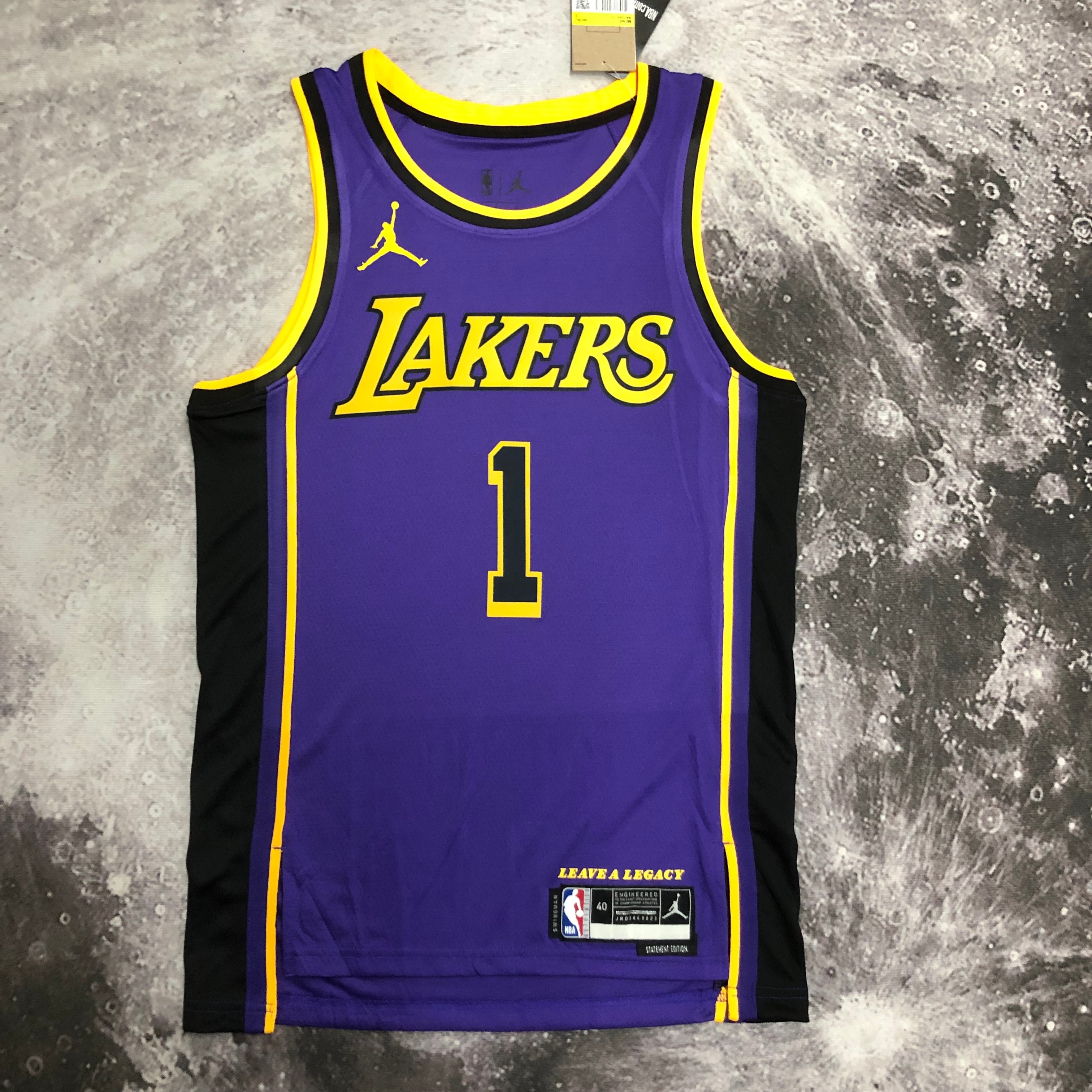 NBA Men Season 2023 Los Angeles Lakers Purple with Jordan Logo #1 RUSSELL Jersey High Quality Name and Number Print - leoleo123123