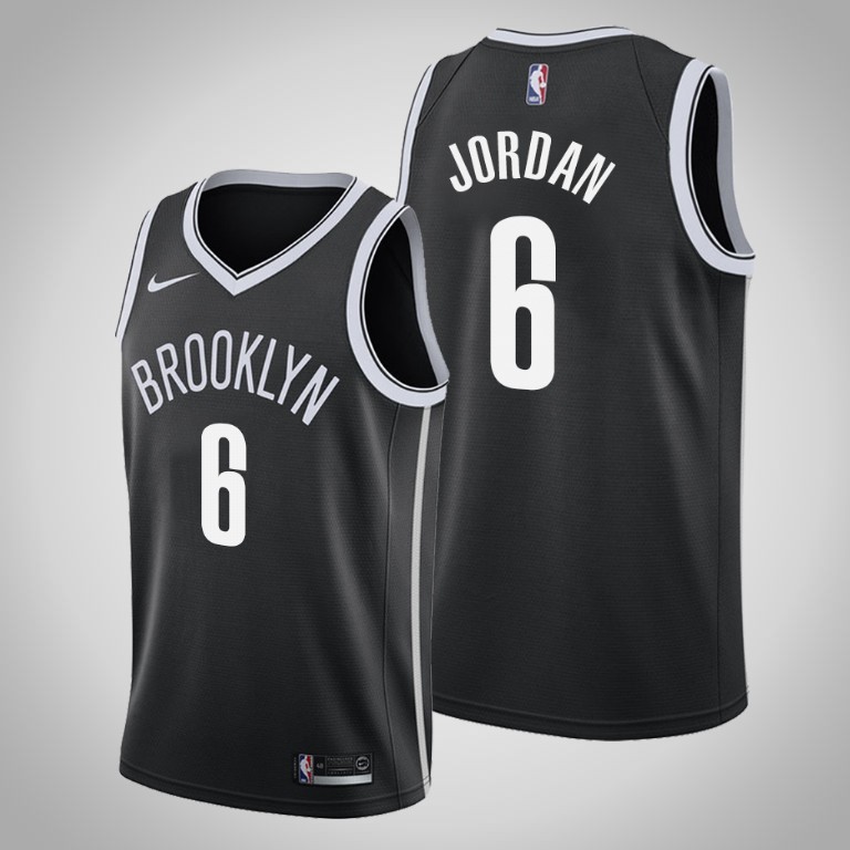 NBA Men New Brooklyn Nets Black #6 JORDAN Jersey High Quality Name and Number Print - leoleo123123