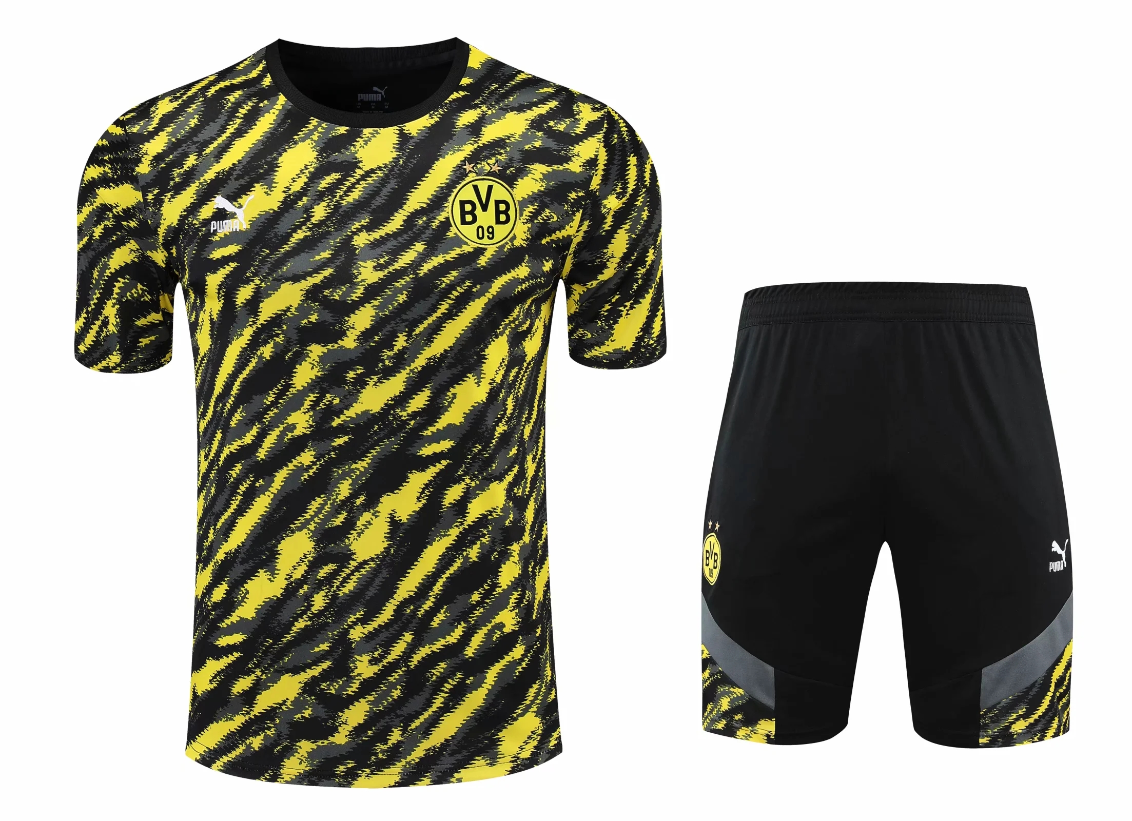 21-22 Dortmund Black Camouflage Training Set--Short sleeve and Short Pant Training Tracksuit - leoleo123123