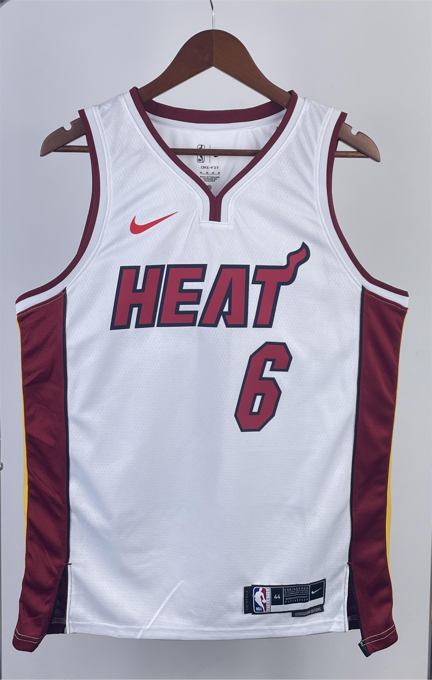 NBA Men Season 2023 Miami Heat White #6 JAMES Jersey High Quality Name and Number Print - leoleo123123