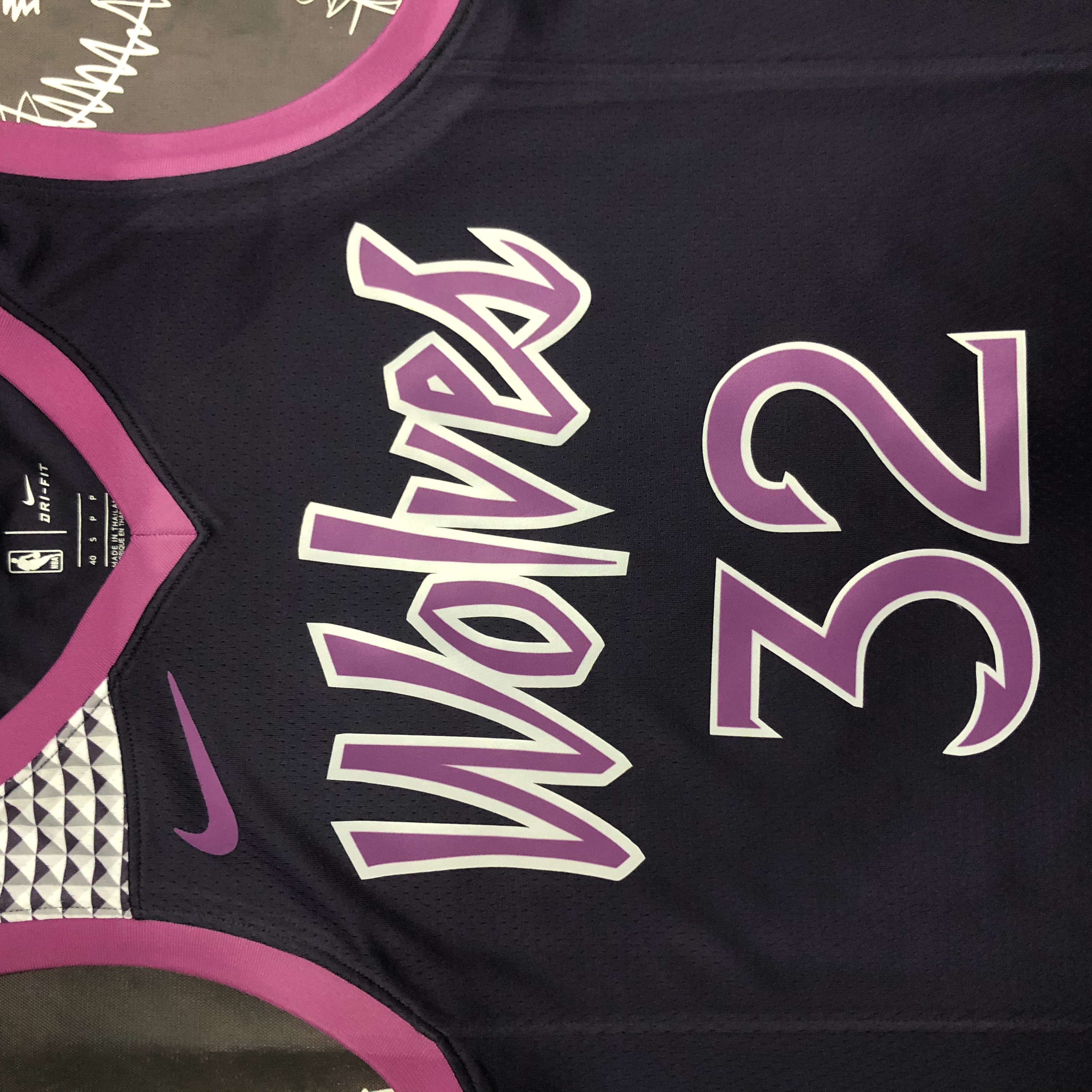 NBA Men Minnesota Timberwolves Black and Purple #32 TOWNS Jersey High Quality Name and Number Print - leoleo123123