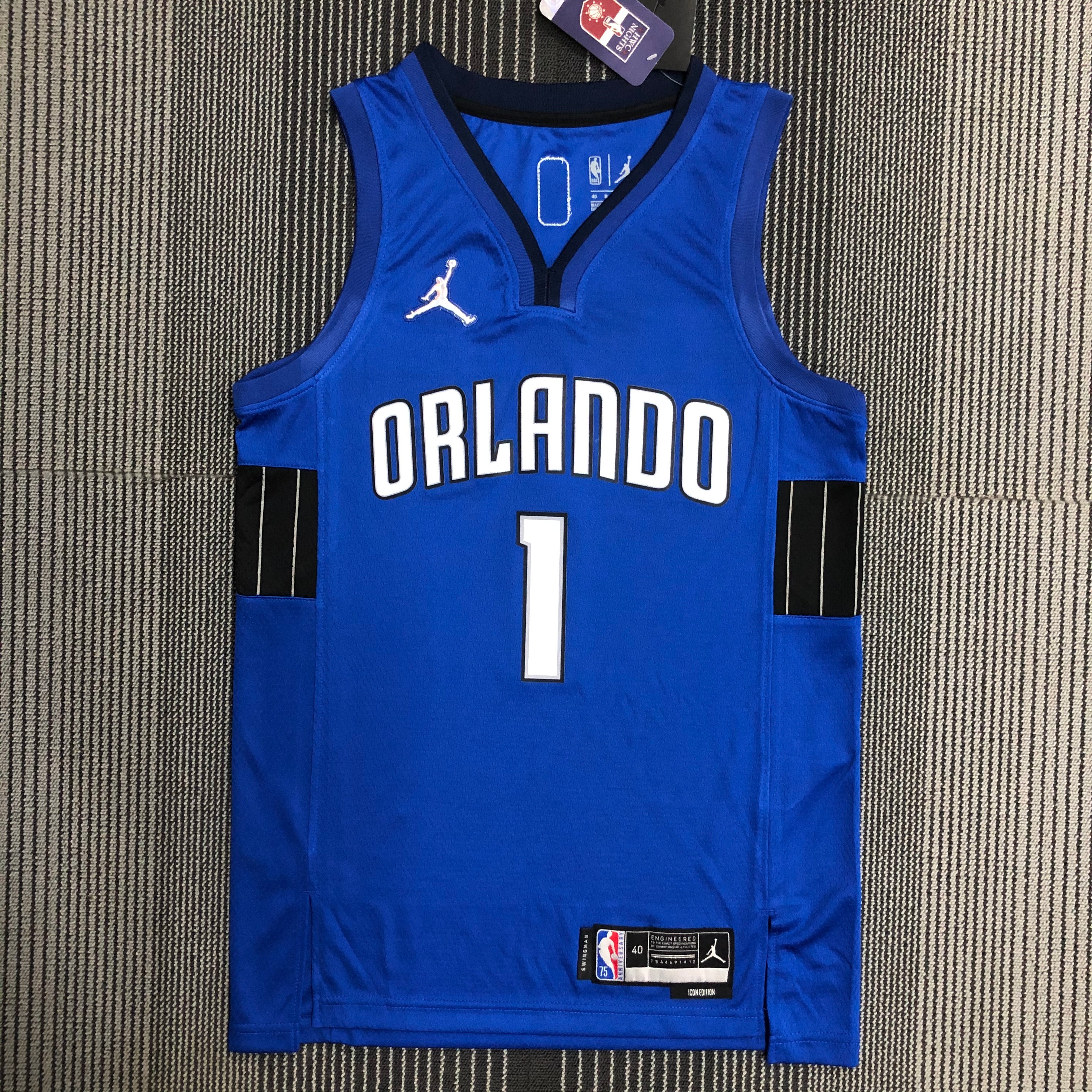 NBA Season 75th Anniversary Orlando Magic #1 McGRADY Blue Jersey High Quality Name and Number Print - leoleo123123