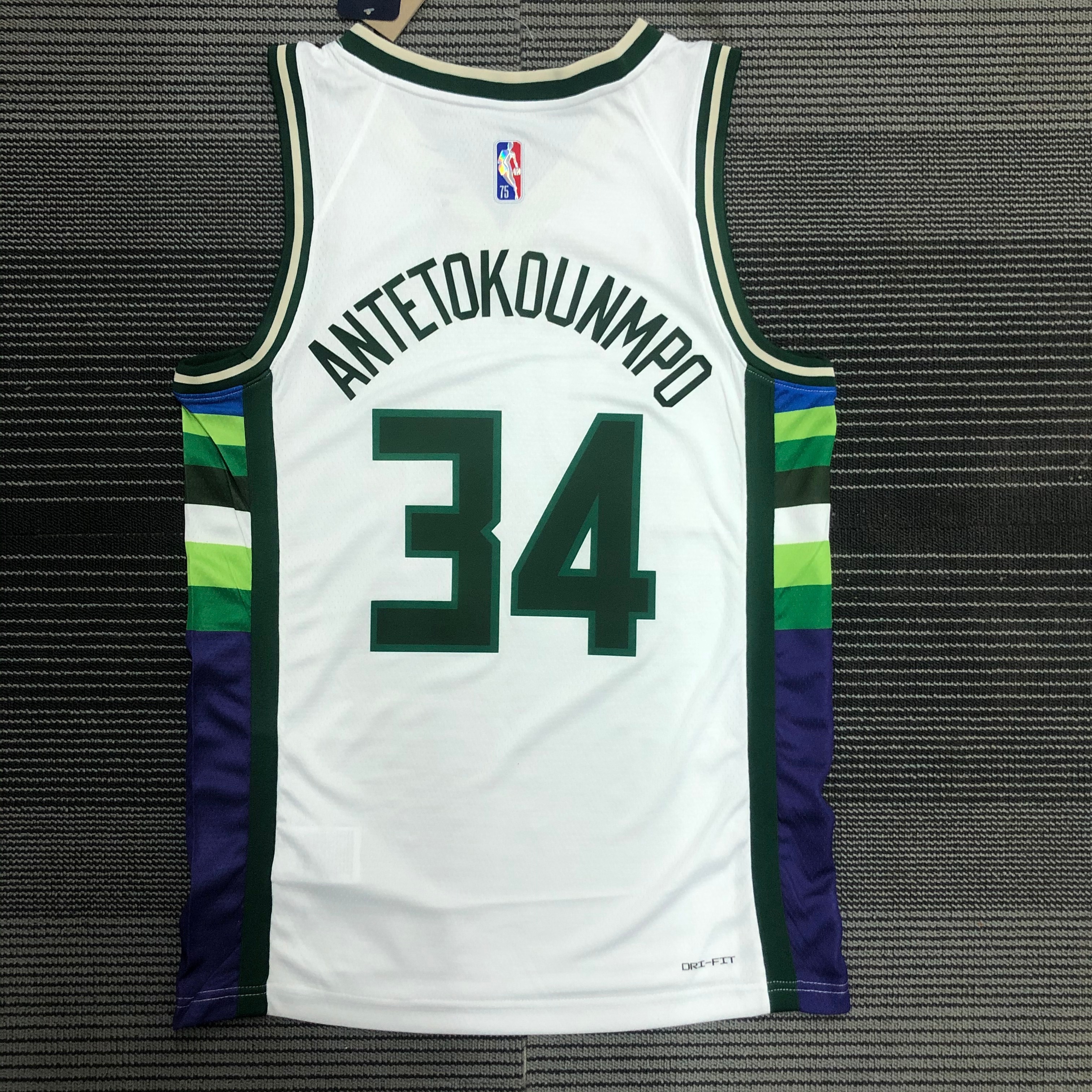 NBA Men 75th Anniversary Season 2022 Milwaukee Bucks White #34 ANTETOKOUNMPO Jersey High Quality Name and Number Print - leoleo123123