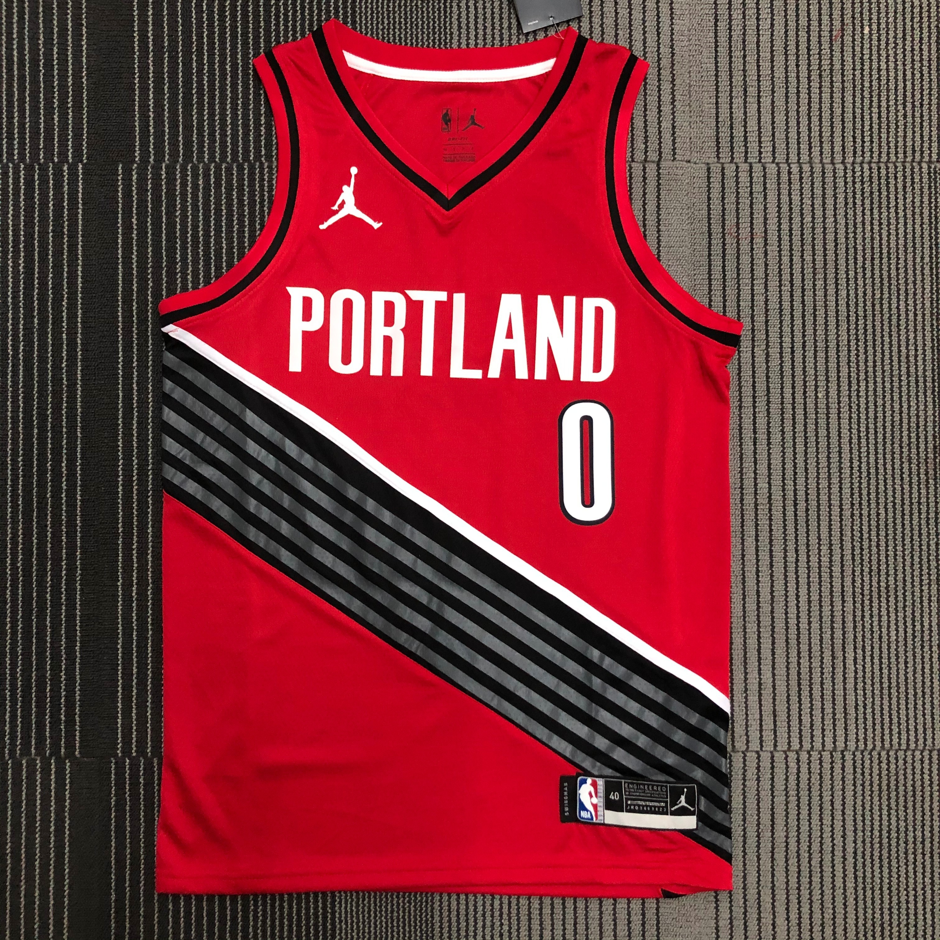 NBA Portland Trail Blazers with Jordan Logo Red #0 LILLARD Jersey High Quality Name and Number Print - leoleo123123