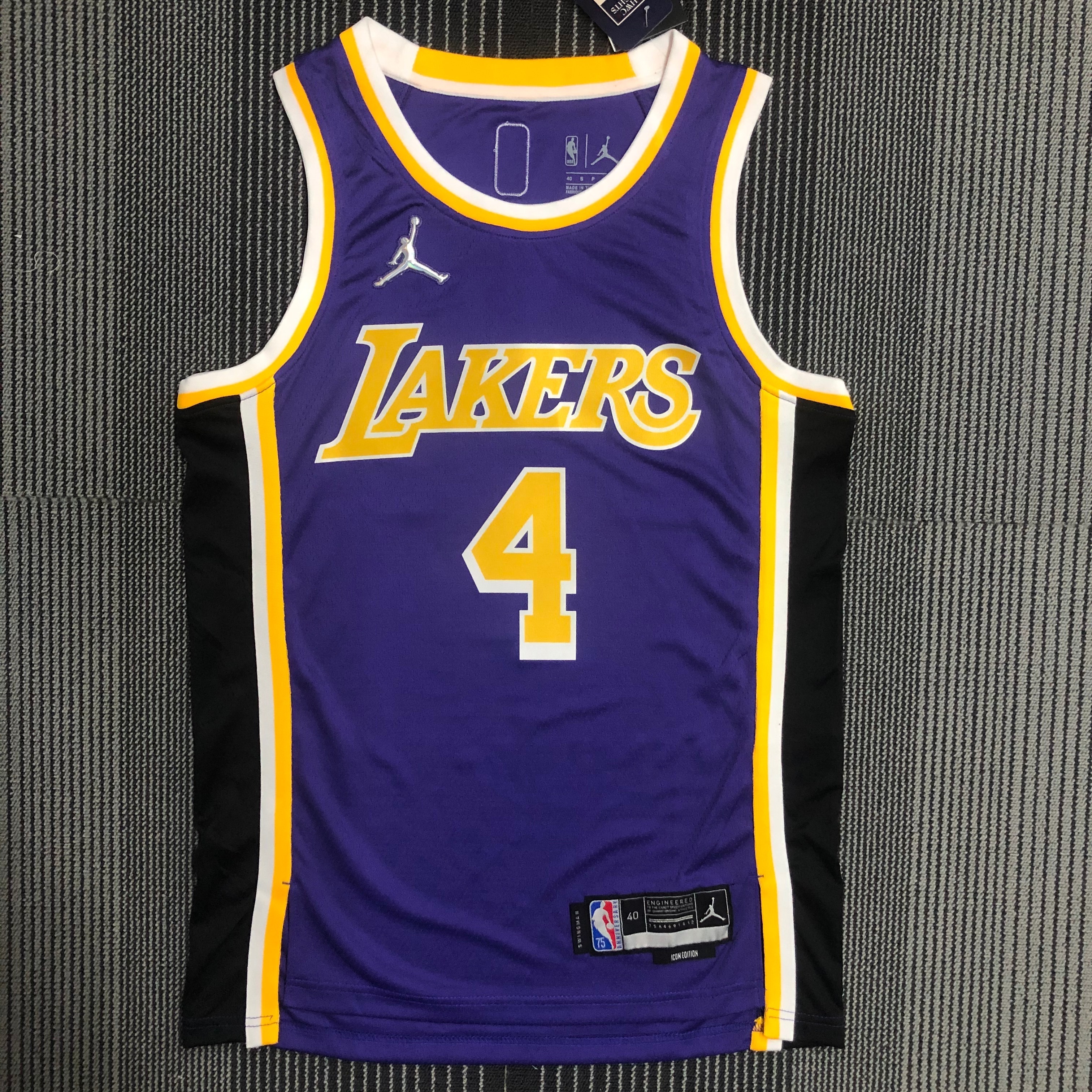 NBA Season 2022 75th Anniversary Los Angeles Lakers with Jordan Logo Purple Round Neck #4 RONDO Jersey High Quality Name and Number Print - leoleo123123