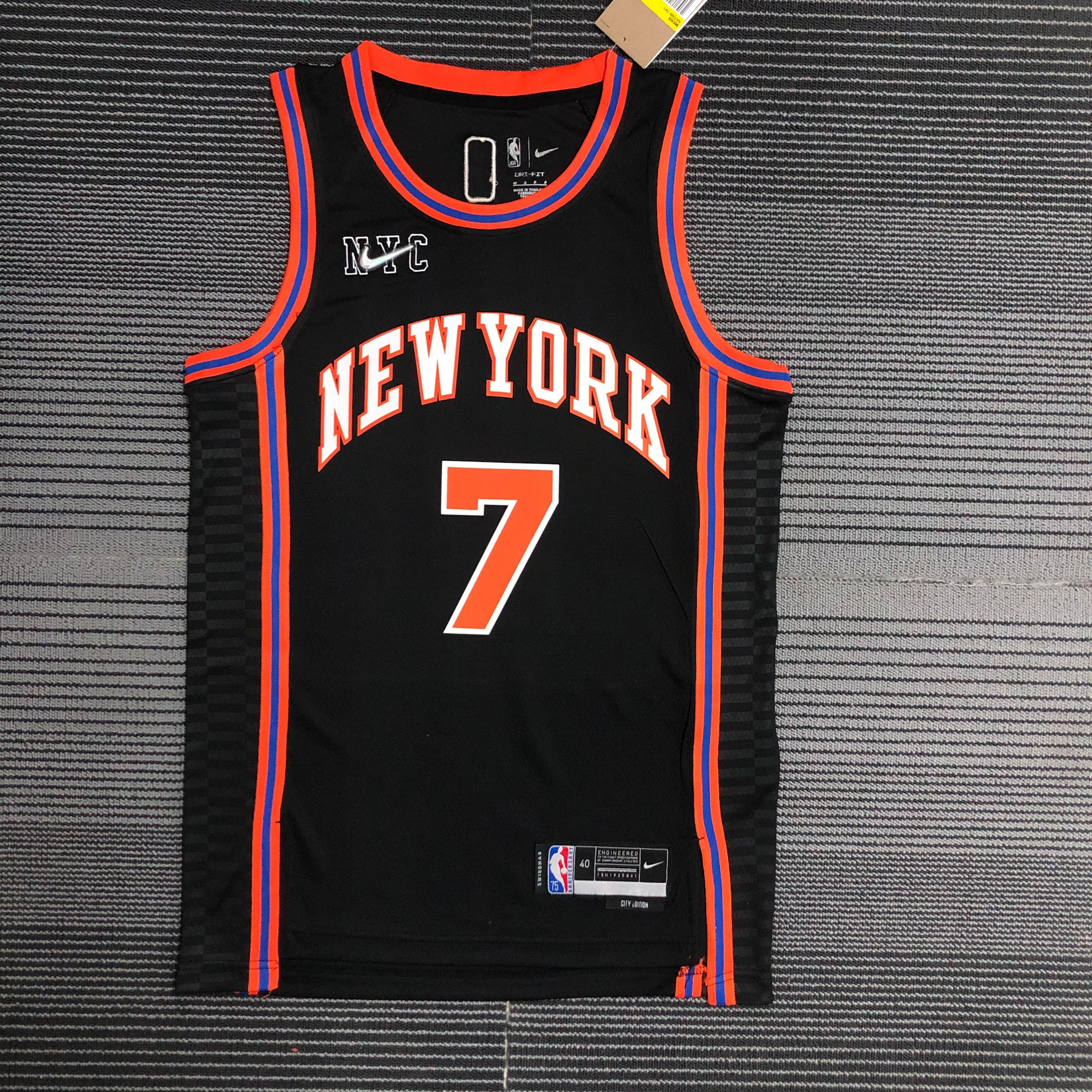 NBA Men 75th Anniversary Season 2022 New York Knicks Black #7 ANTHONY Jersey High Quality Name and Number Print - leoleo123123