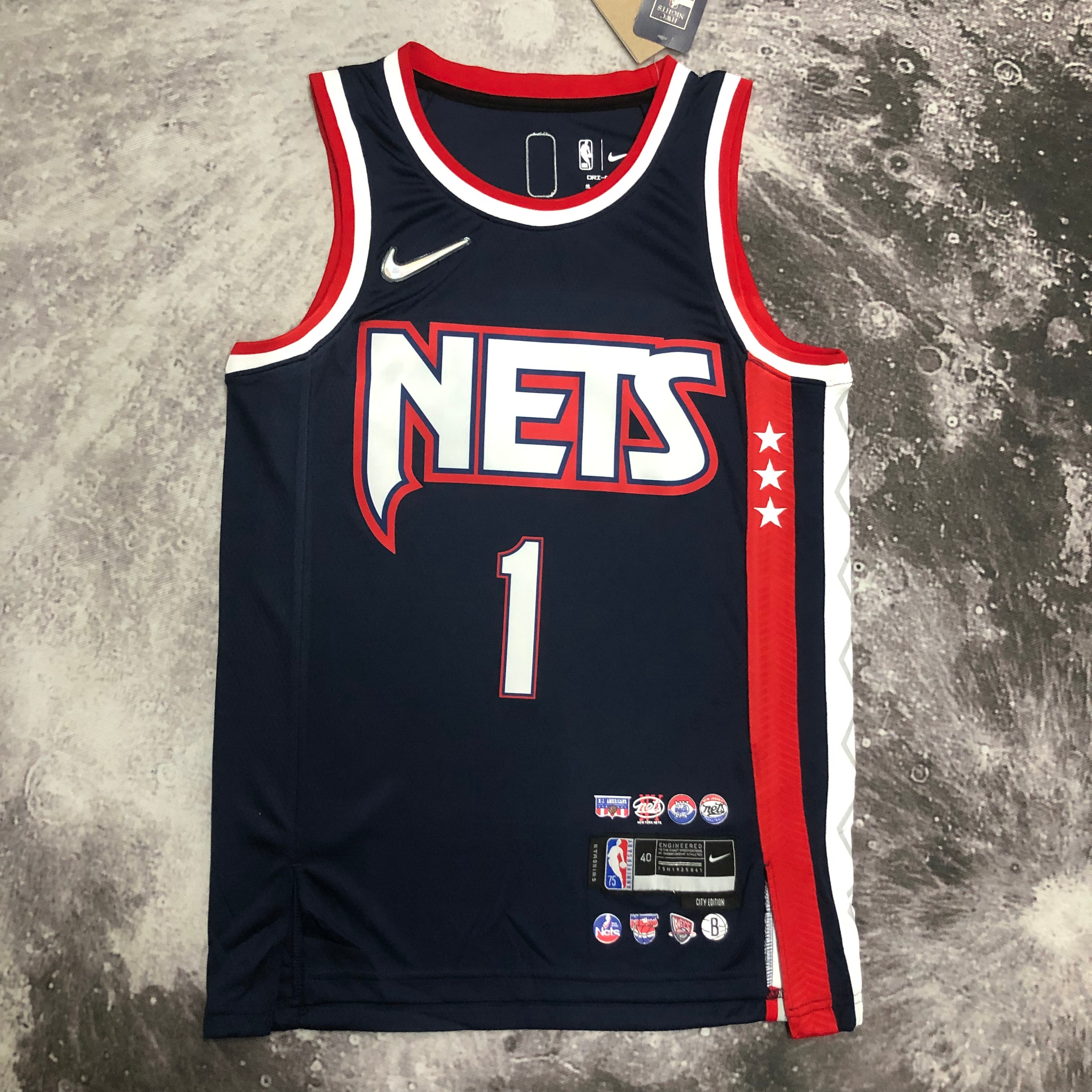 NBA Season 2022 75th Anniversary Brooklyn Nets Black #1 BRIDGES Jersey High Quality Name and Number Print - leoleo123123
