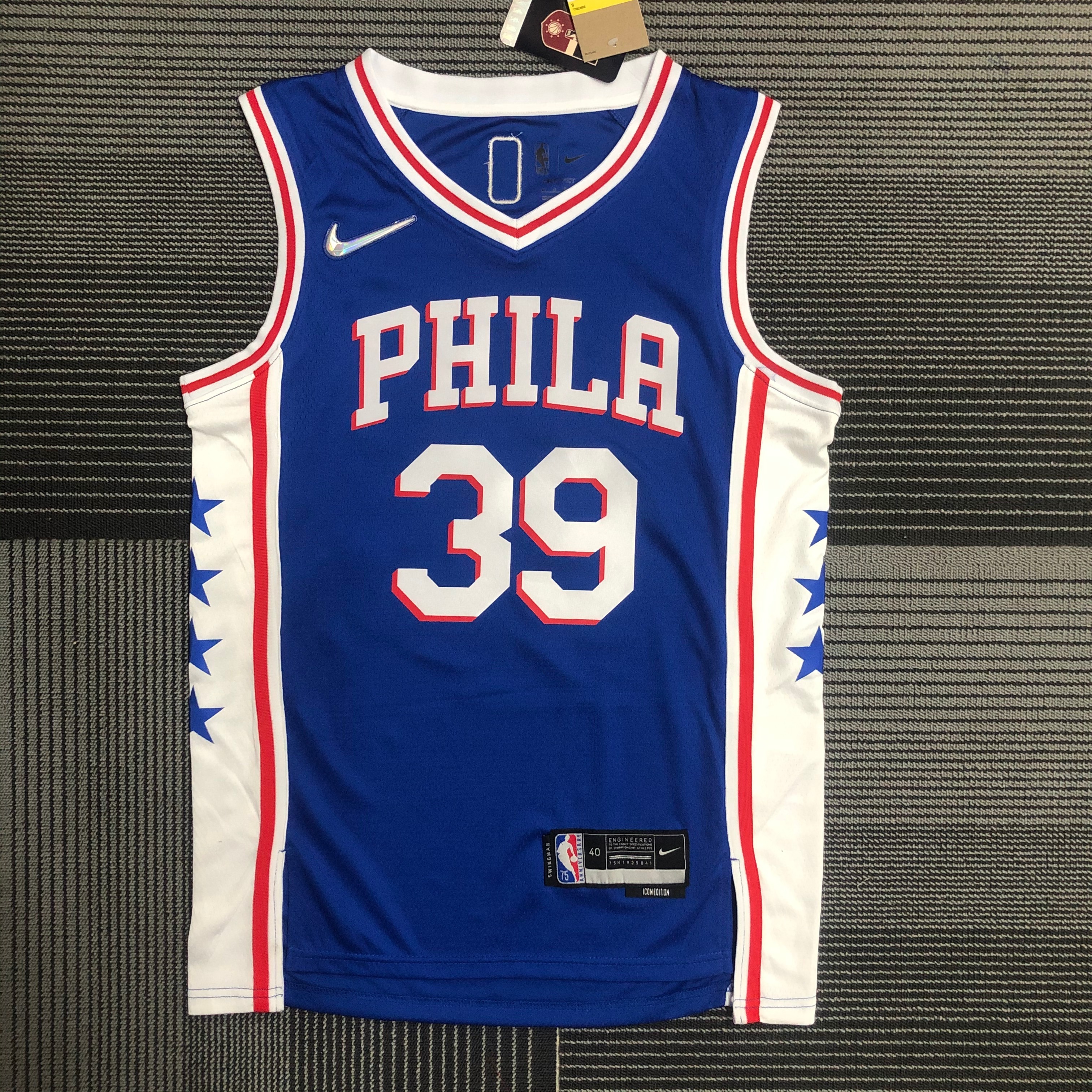 NBA Men 75th Anniversary Season 2022 Philadelphia 76ers Blue V-neck #39 HOWARD Jersey High Quality Name and Number Print - leoleo123123