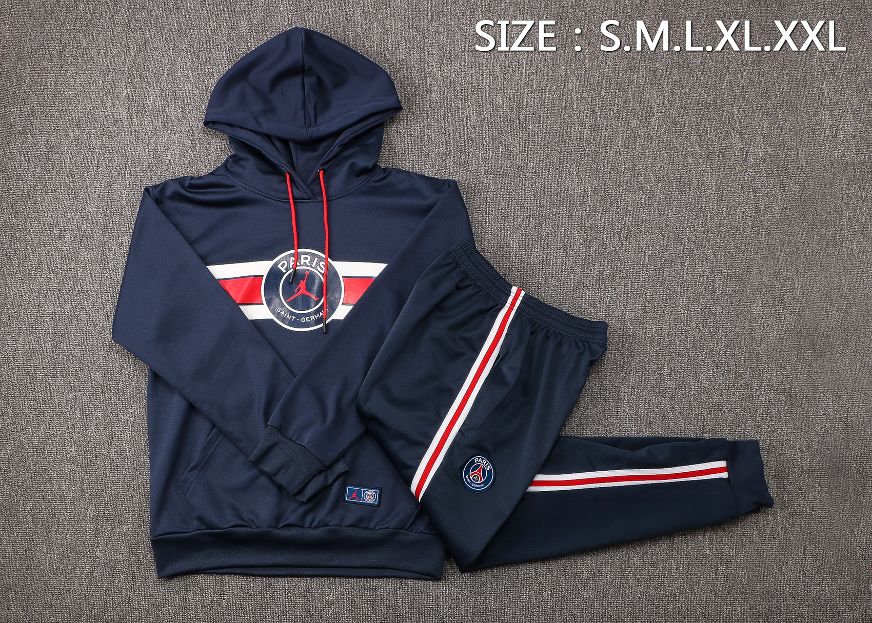 21-22 PSG Navy Sweater Tracksuit with Cap Thai Quality - leoleo123123