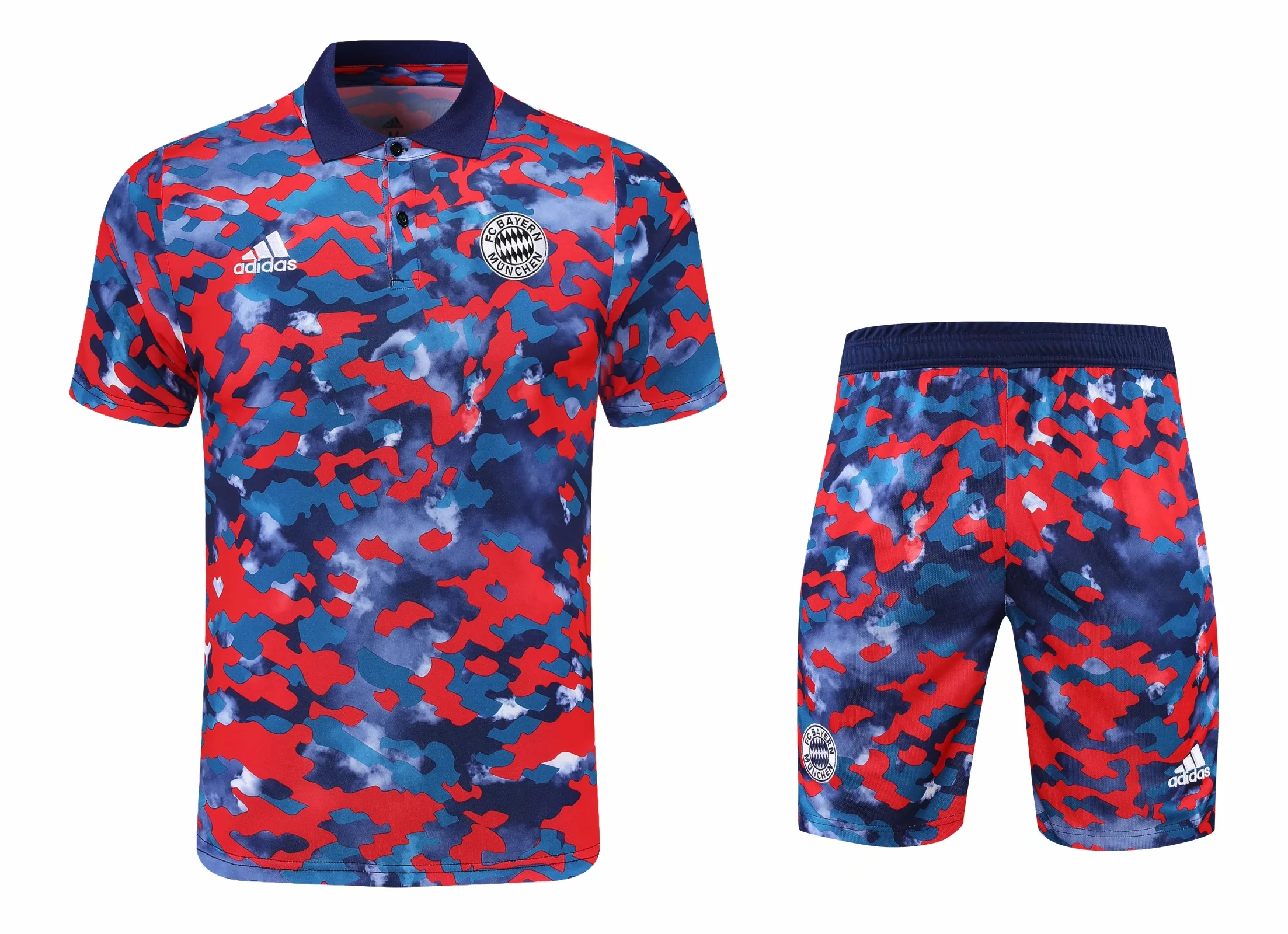 21-22 Bayern Munich Camouflage Polo Training Set--Short sleeve and Short Pant Training Tracksuit - leoleo123123