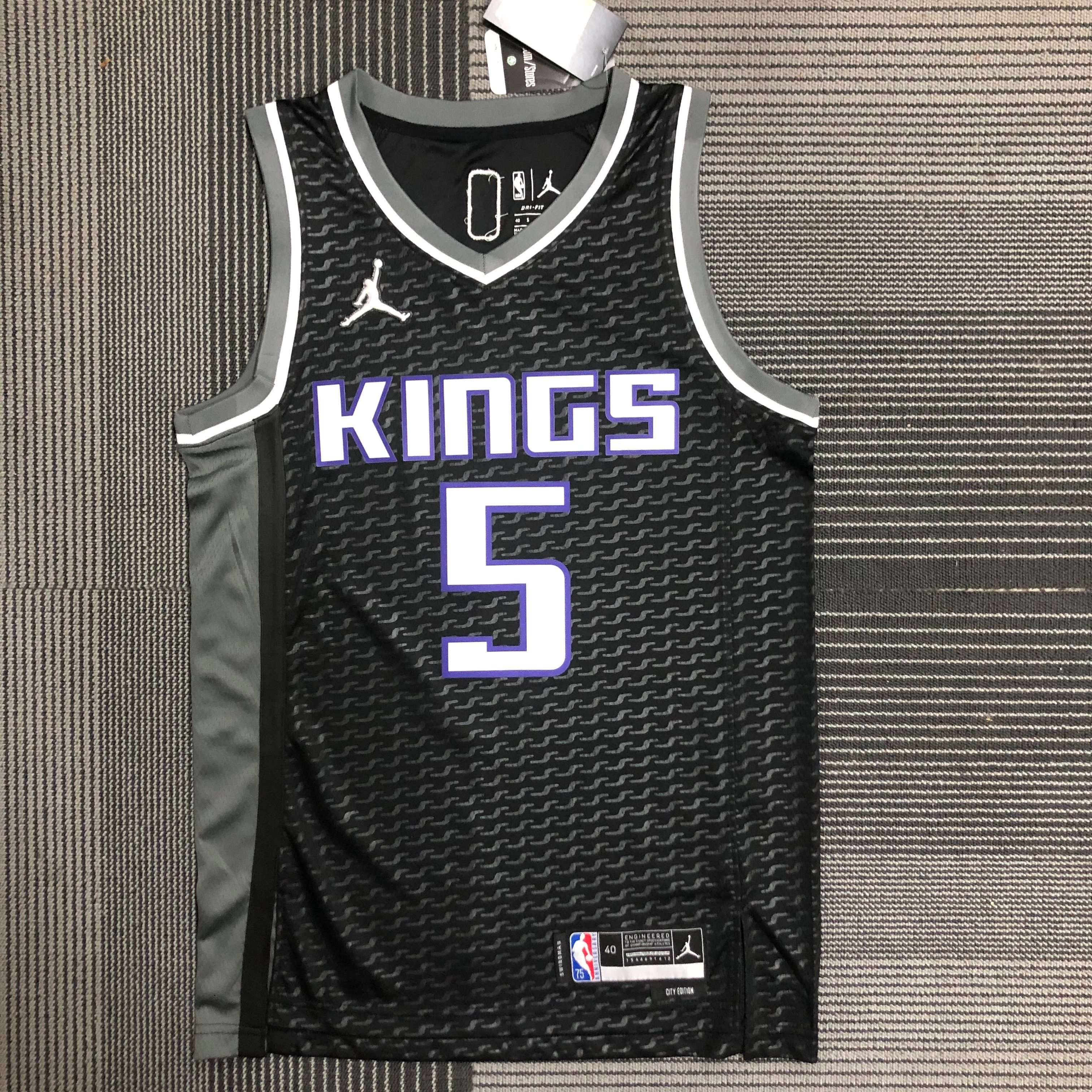 NBA Jordan Logo Sacramento Kings Black #5 FOX Jersey High Quality Name and Number Print - leoleo123123