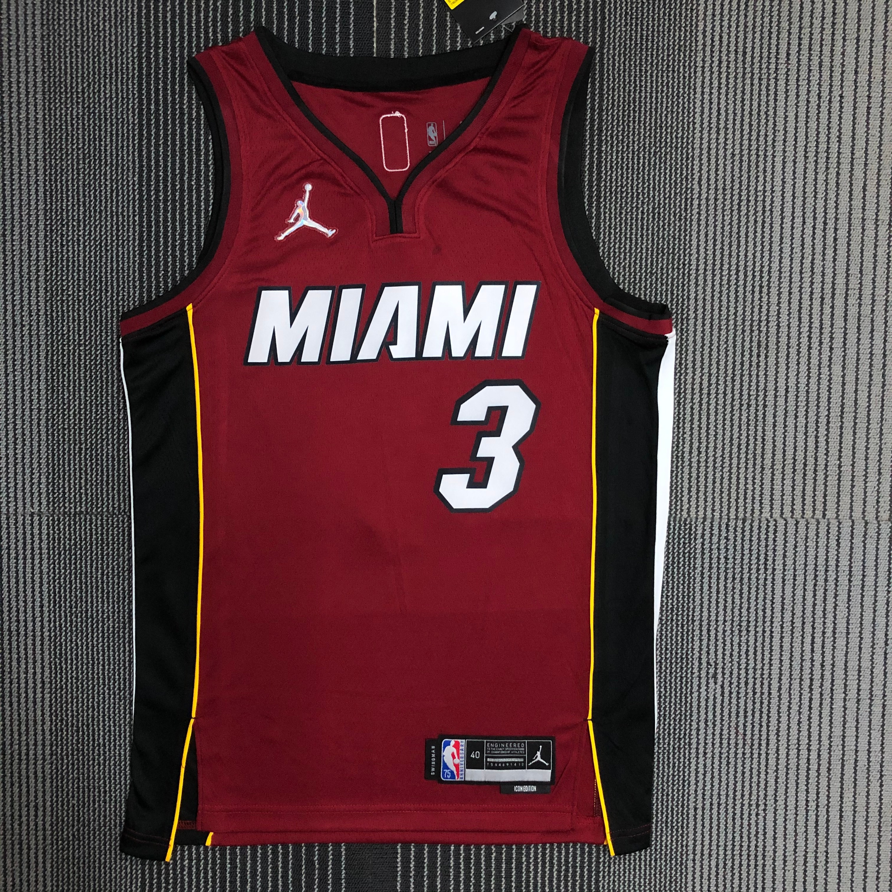 NBA Men 75th Anniversary Miami Heat Red #3 WADE Jersey High Quality Name and Number Print - leoleo123123