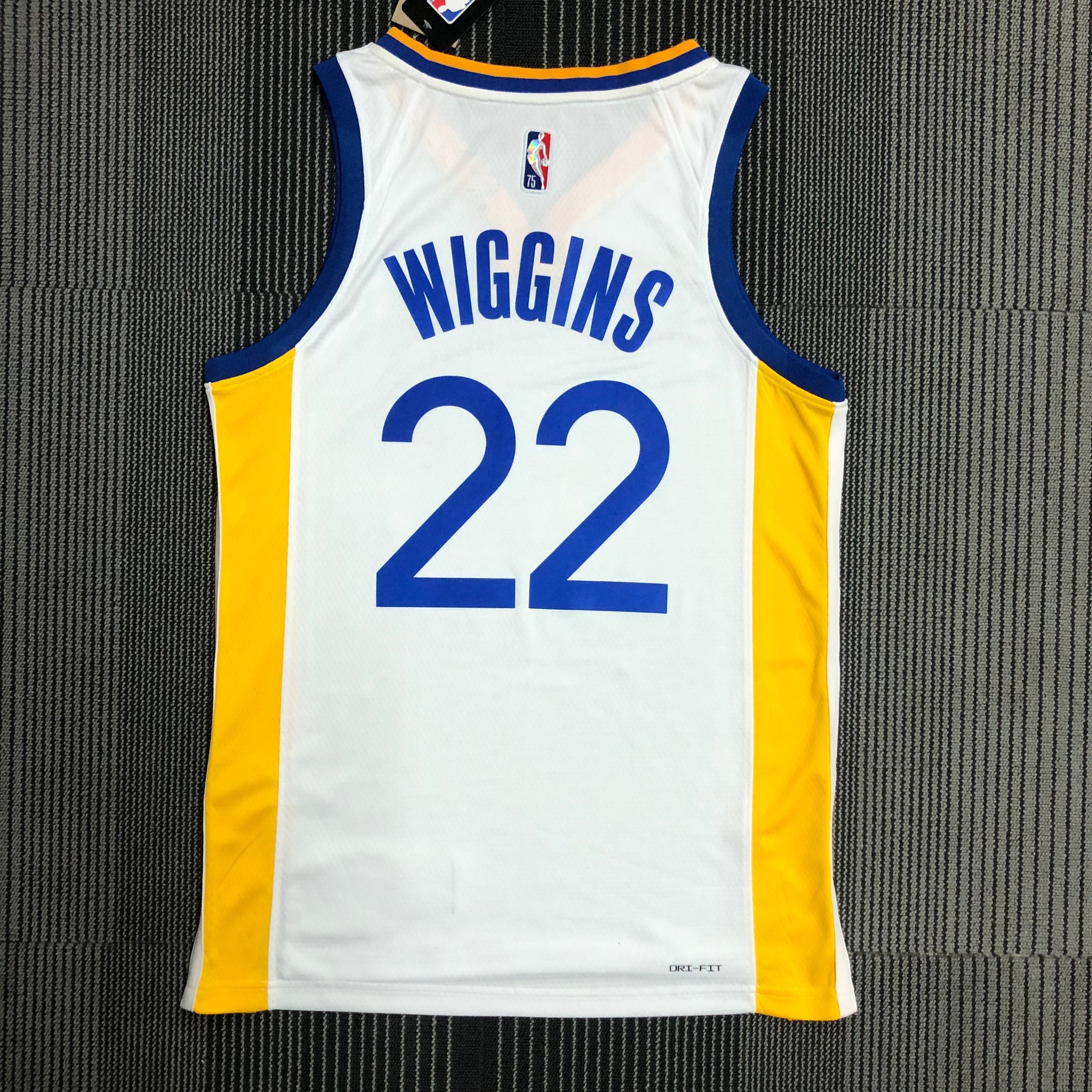 NBA Men 75th Anniversary Golden State Warriors White V-neck #22 WIGGINS Jersey High Quality Name and Number Print - leoleo123123