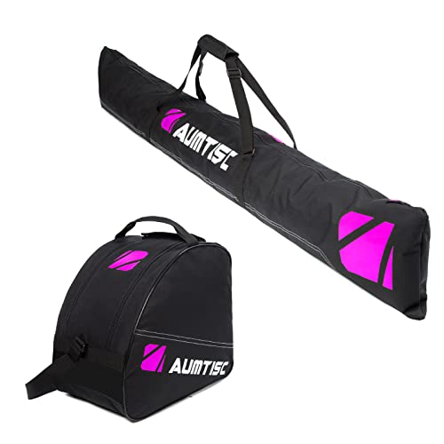 AUMTISC Ski Bag and Ski Boots Bag Combo - Extra Padded | Padded | Unpadded, Ski Bags Adjustable Length for Skis Up to 200 cm and Boots Up to Size 13 - leoleo123123