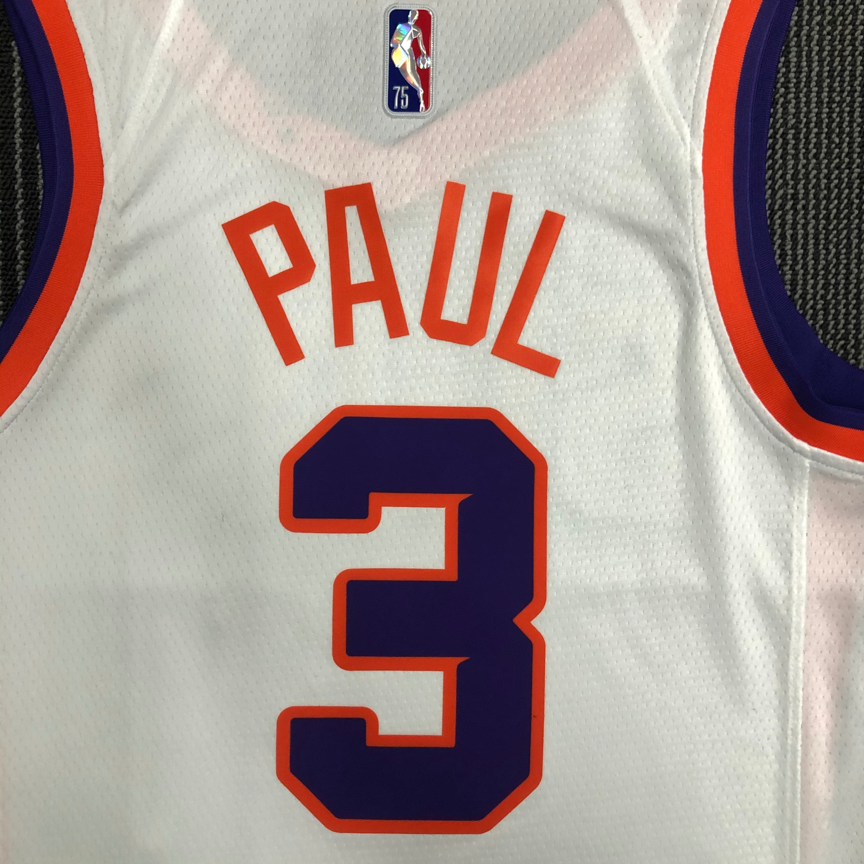 NBA Men 75 Anniversary Phoenix Suns White #3 PAUL Jersey High Quality Name and Number Print - leoleo123123
