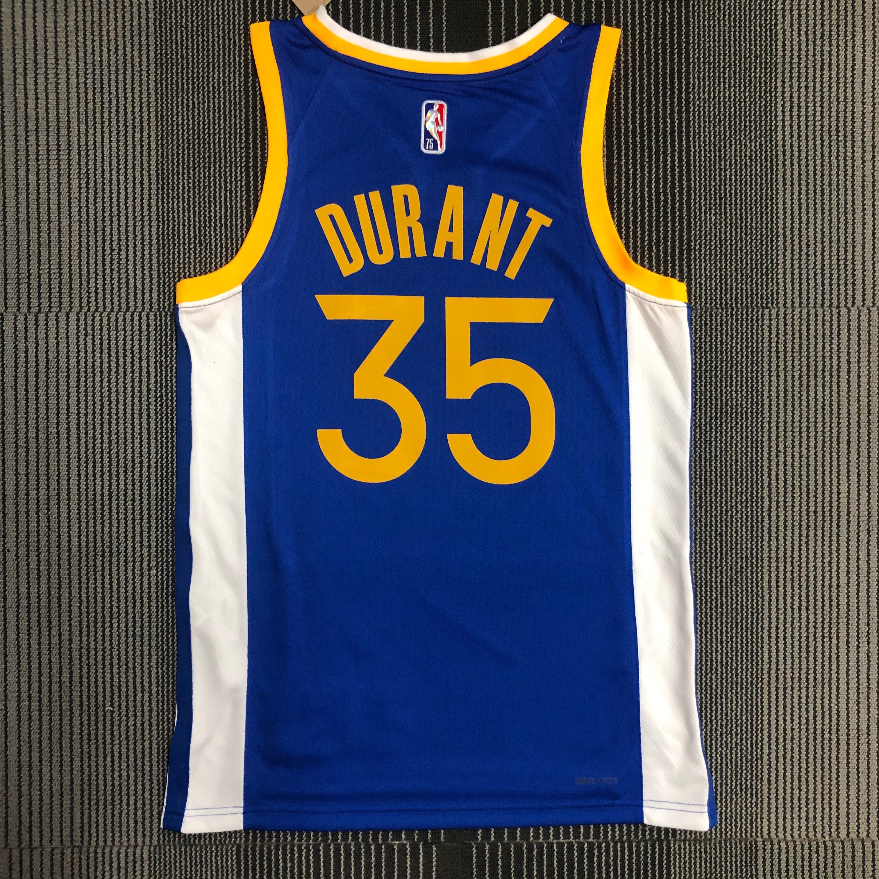 NBA Men 75th Anniversary Golden State Warriors Blue V-neck #35 DURANT Jersey High Quality Name and Number Print - leoleo123123