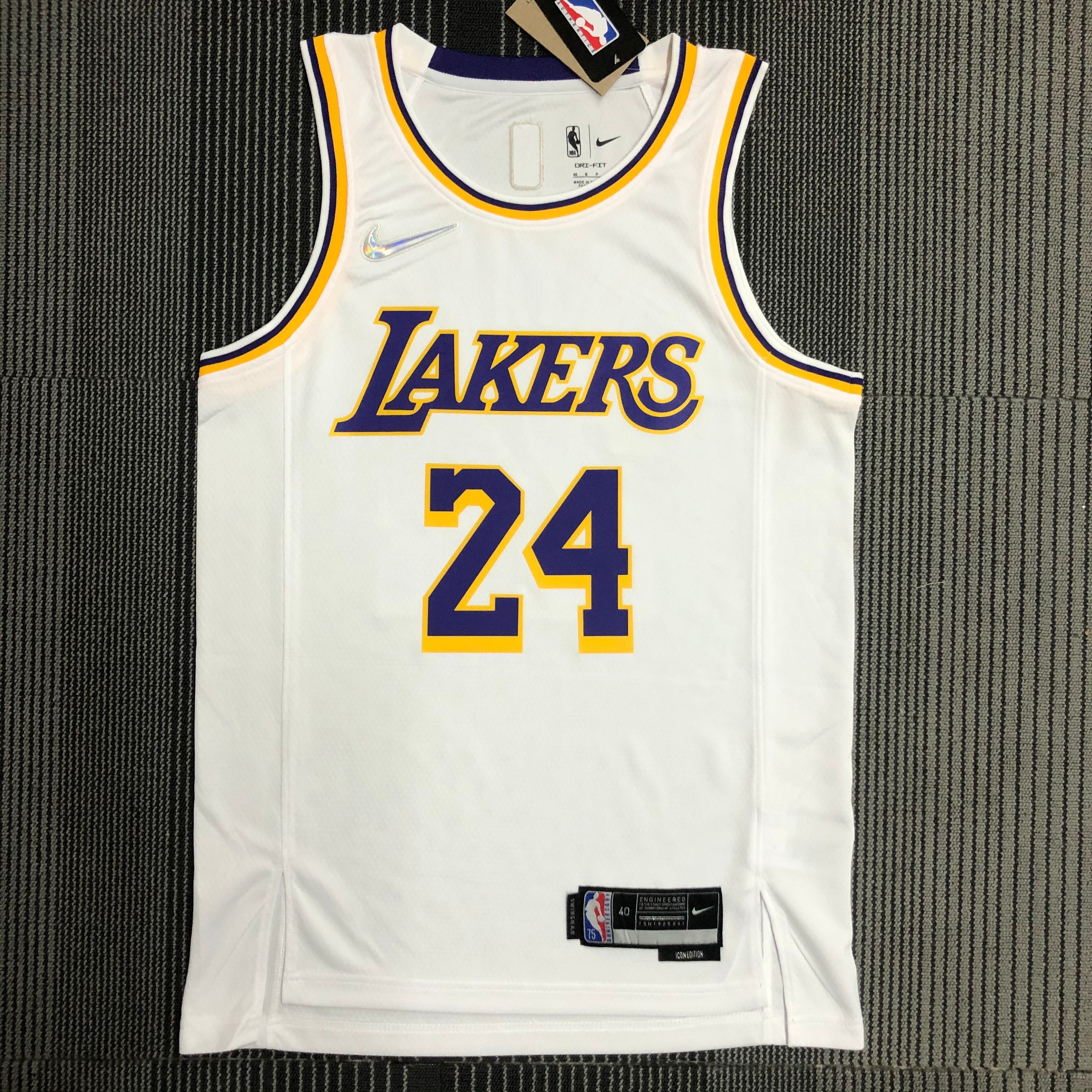NBA 75th Anniversary Los Angeles Lakers White Round Neck #24 BRYANT Jersey High Quality Name and Number Print - leoleo123123