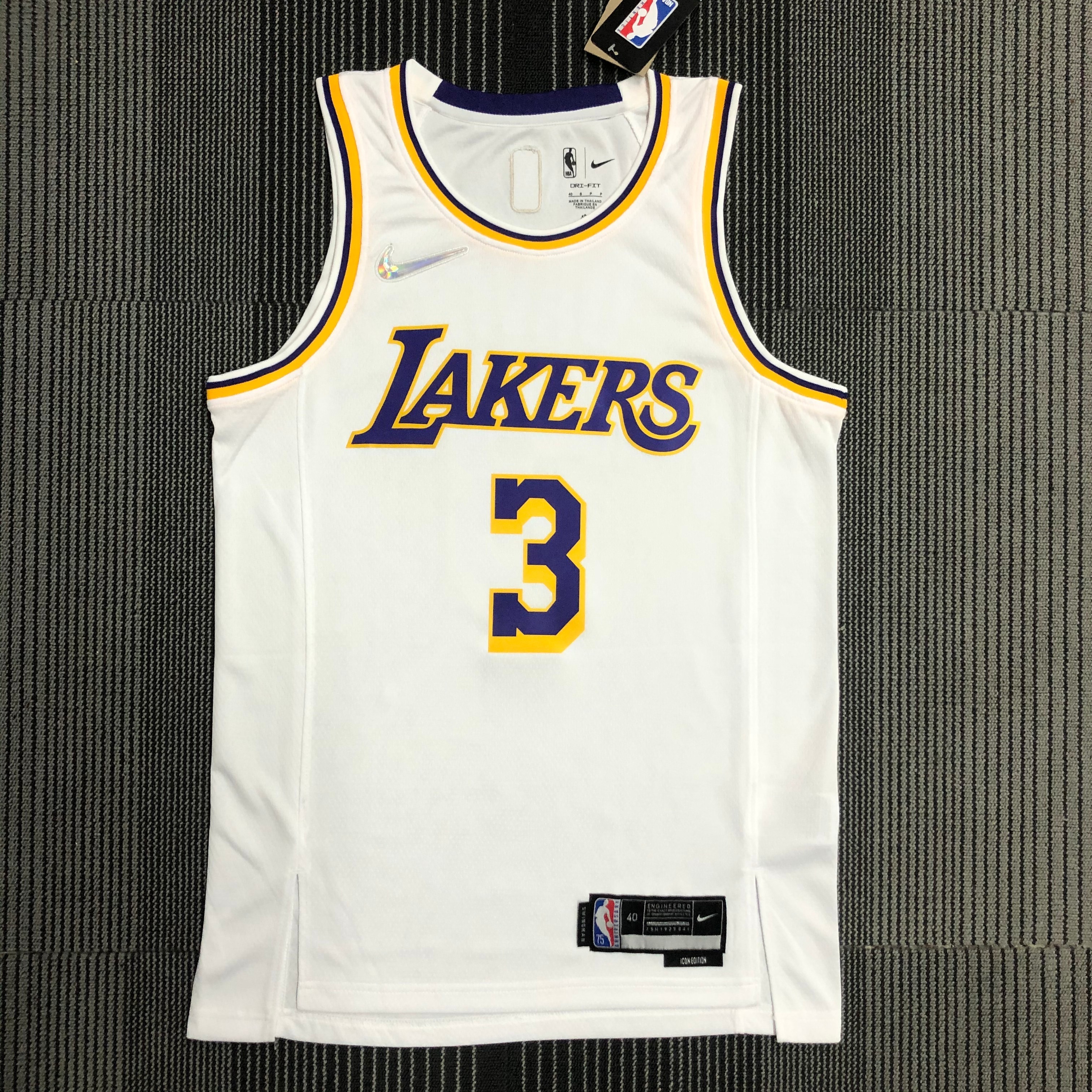 NBA 75th Anniversary Los Angeles Lakers White Round Neck #3 DAVIS Jersey High Quality Name and Number Print - leoleo123123