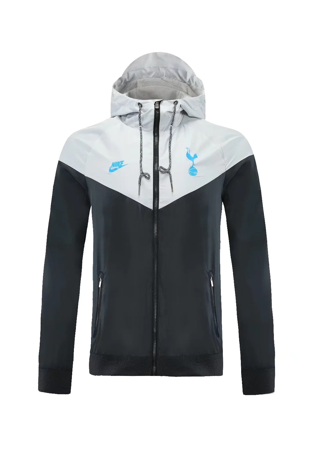 21-22 Tottenham Black with Grey Cap Windbreaker Jacket Thai Quality - leoleo123123