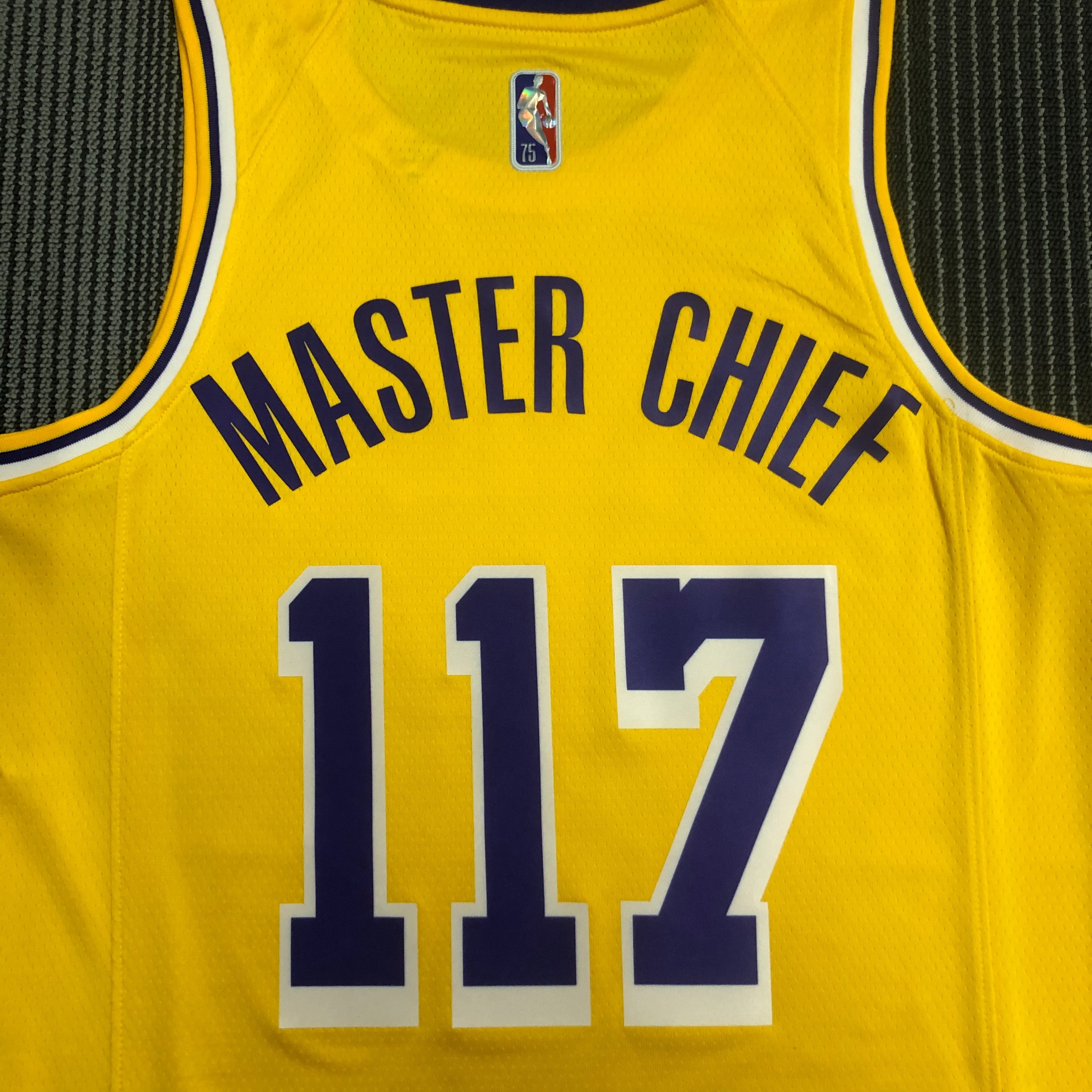 NBA 75th Anniversary X-BOX Los Angeles Lakers Yellow Round Neck #117 Jersey High Quality Name and Number Print - leoleo123123