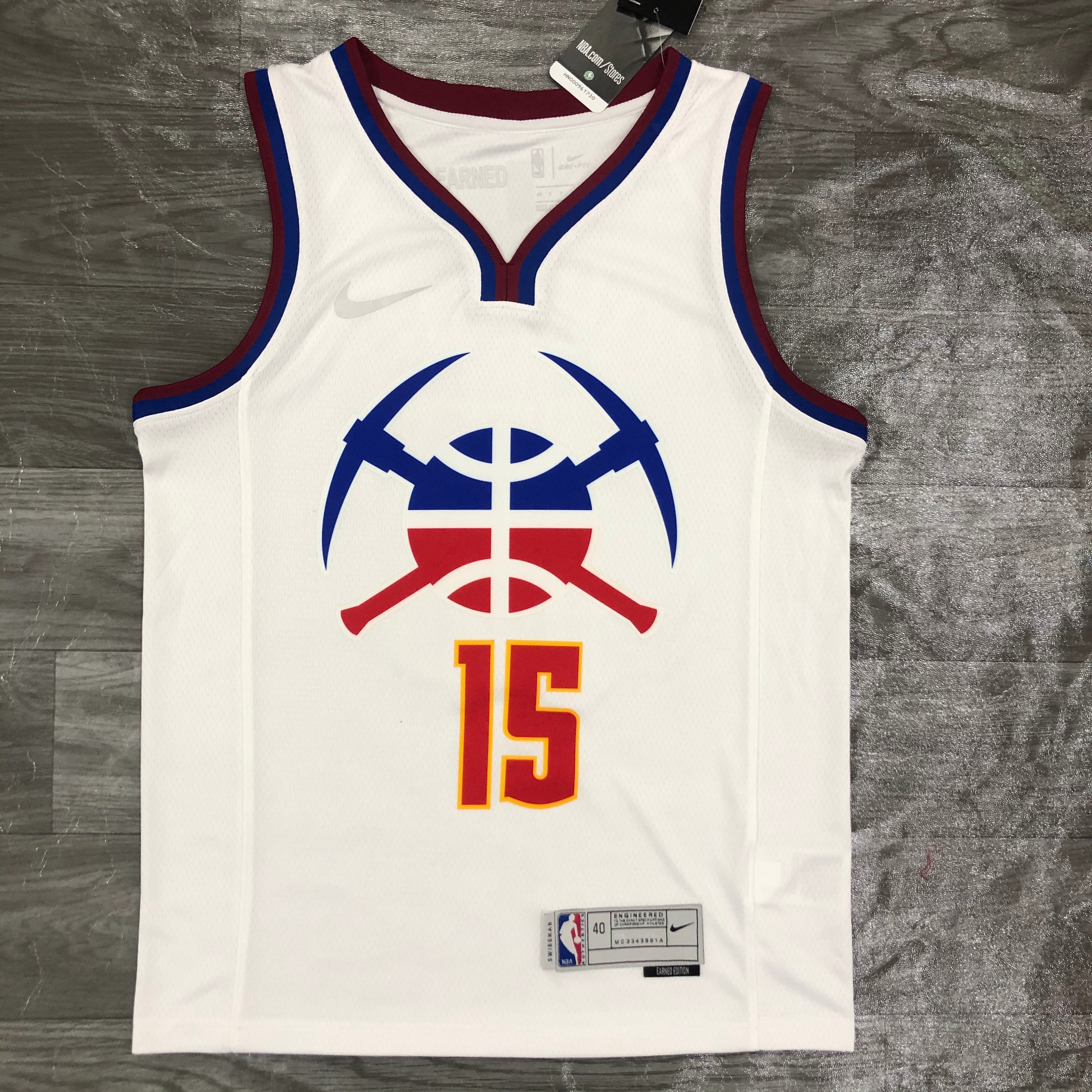 NBA Men Season 2021 Denver Nuggets White Award Version #15 JOKIC Jersey High Quality Name and Number Print - leoleo123123