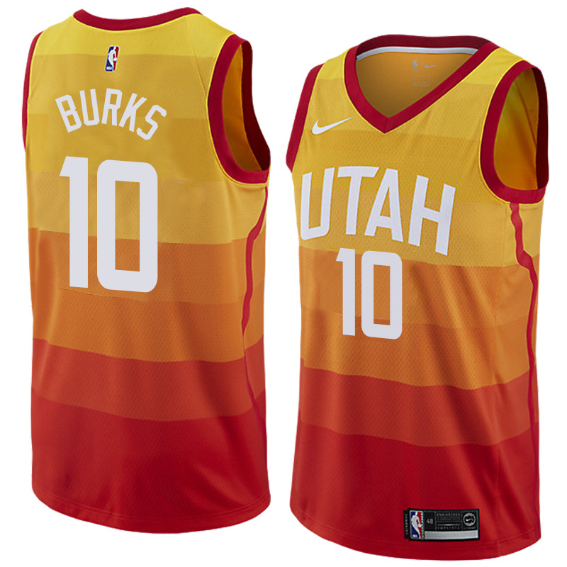 NBA Men Utah Jazz Yellow & Orange #10 BURKS Jersey High Quality Name and Number Print - leoleo123123